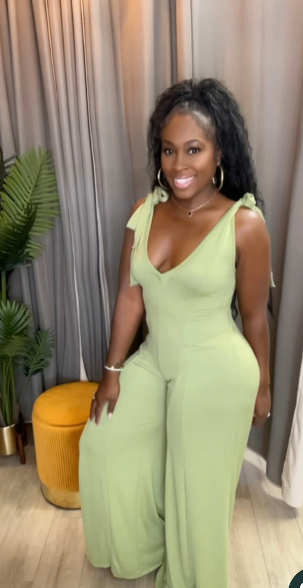 Brunch Baddie Jumpsuit (Sage)