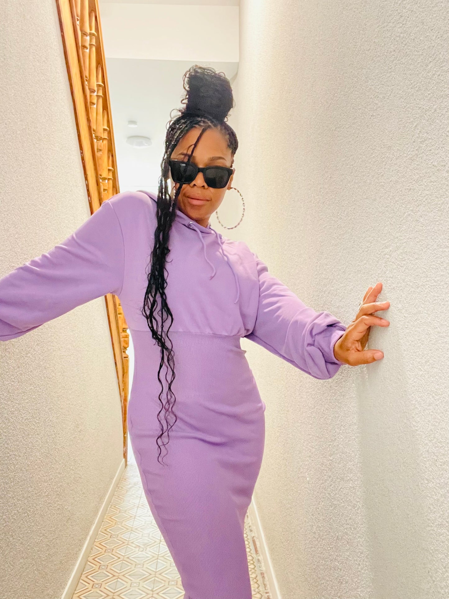 Brussel in the Pretty Hooded Sweatshirt Dress