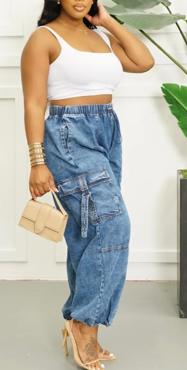 In the Cargo Denim Joggers