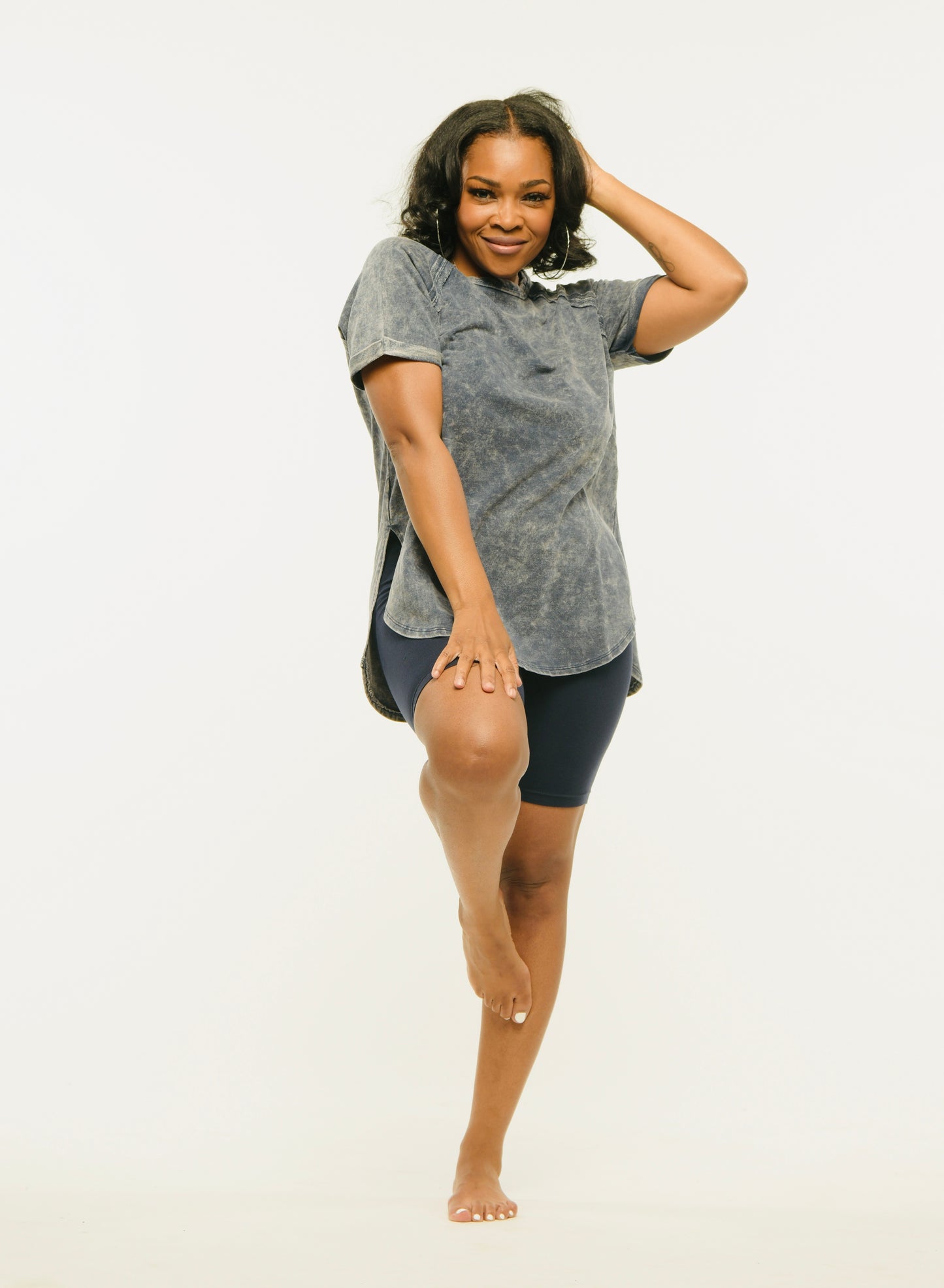 Comfy in the Acid Wash Leggings Set (Black Berry)