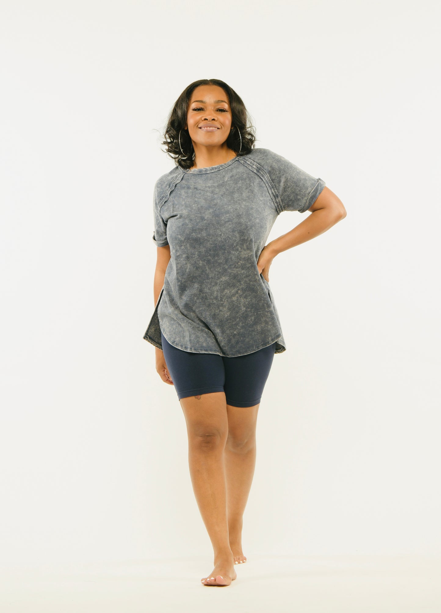 Comfy in the Acid Wash Leggings Set (Black Berry)