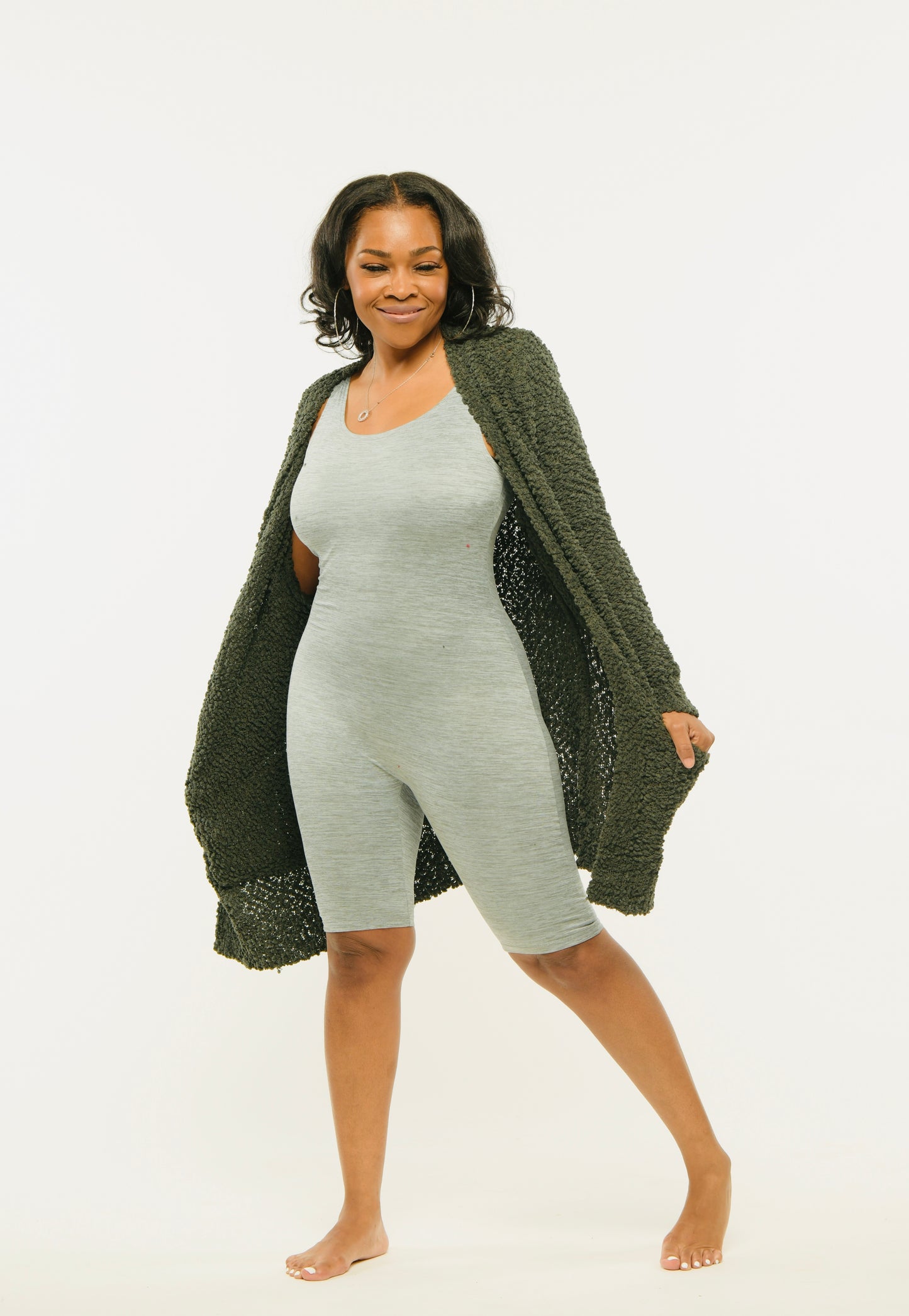 Leisurely In Pretty Bodysuit Romper (Heather Grey)