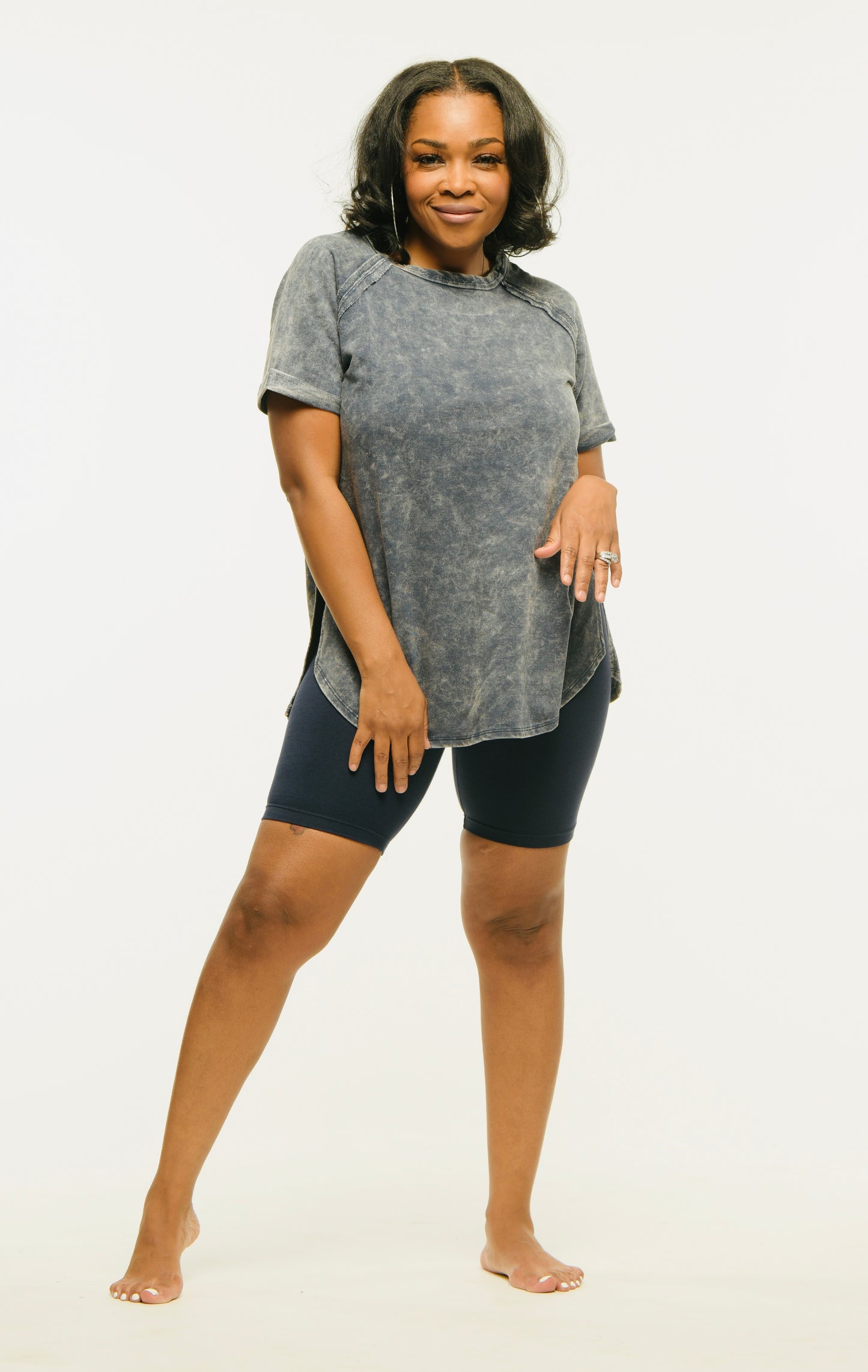 Comfy in the Acid Wash Leggings Set (Black Berry)