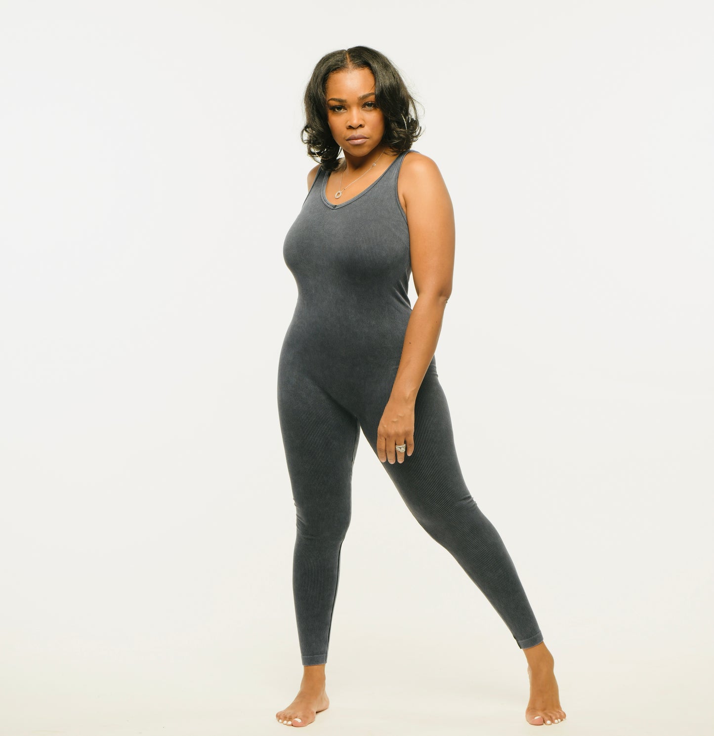 Comfy In the Comfort Acid Wash Ribbed Jumpsuit