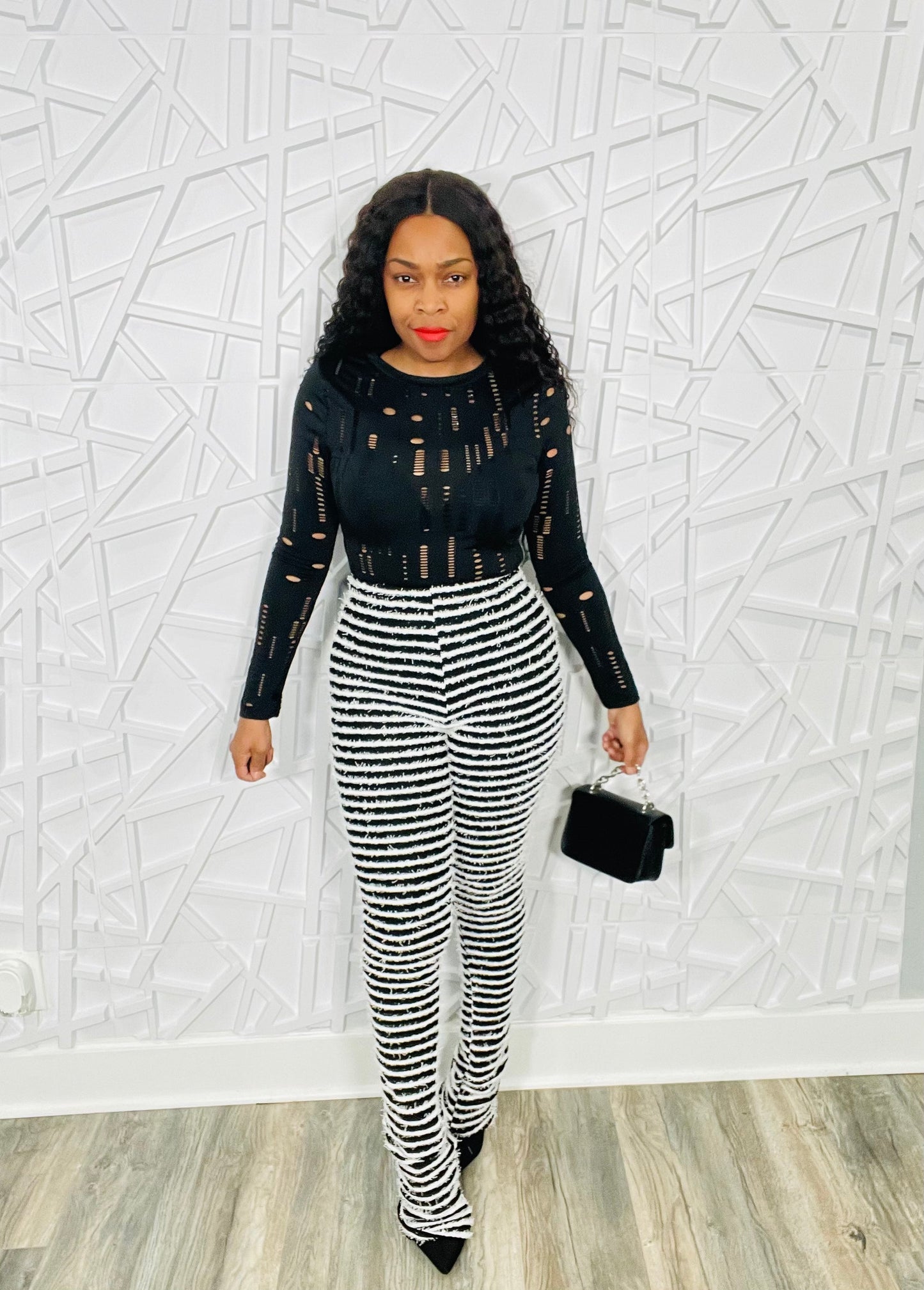 Stack’em & Striped Pretty Slip On Pants (Black)