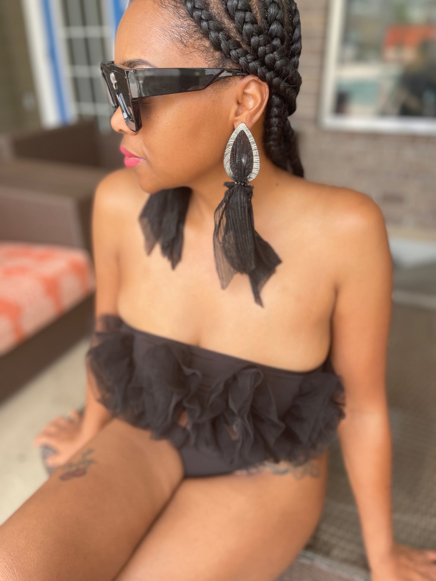 Black Drop Mesh Pretty Earrings