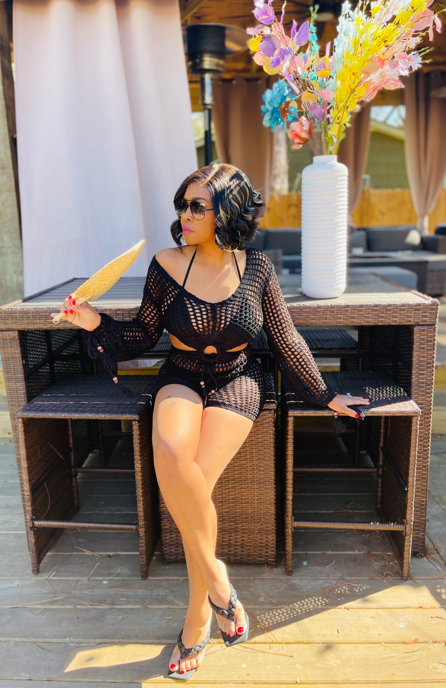 It’s a Pretty Crochet Black Jumpsuit
