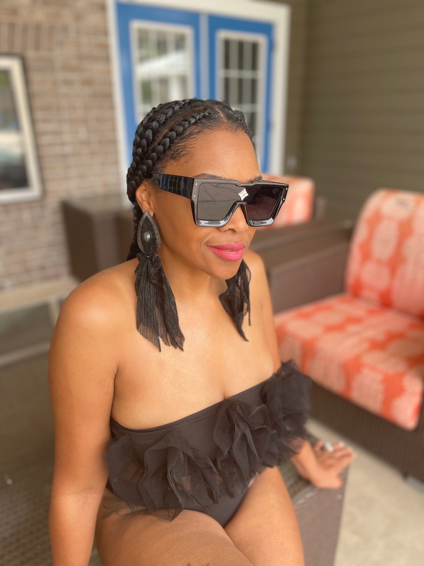 Black Drop Mesh Pretty Earrings