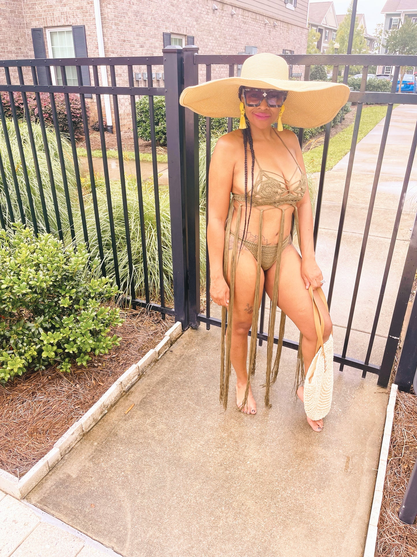 Crochet Fringe Pretty Swimsuit (Olive)