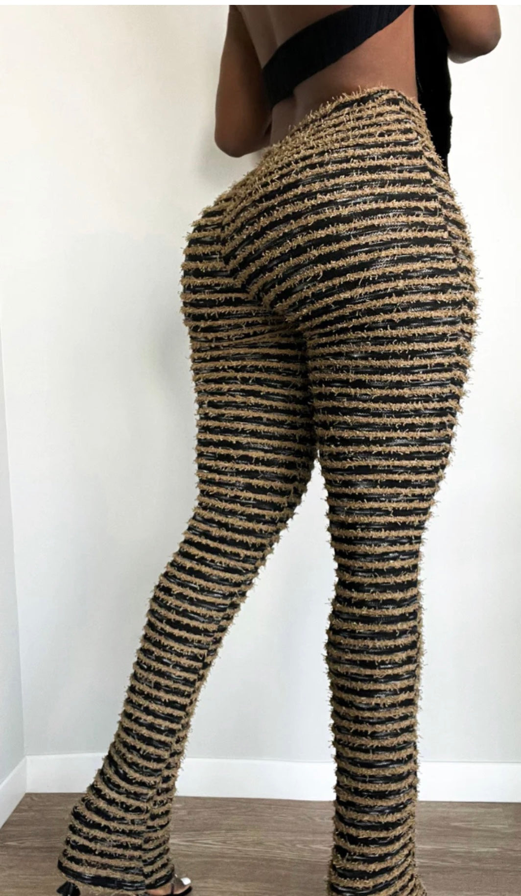 Stack’em & Striped Pretty Slip On Pants (Brown)