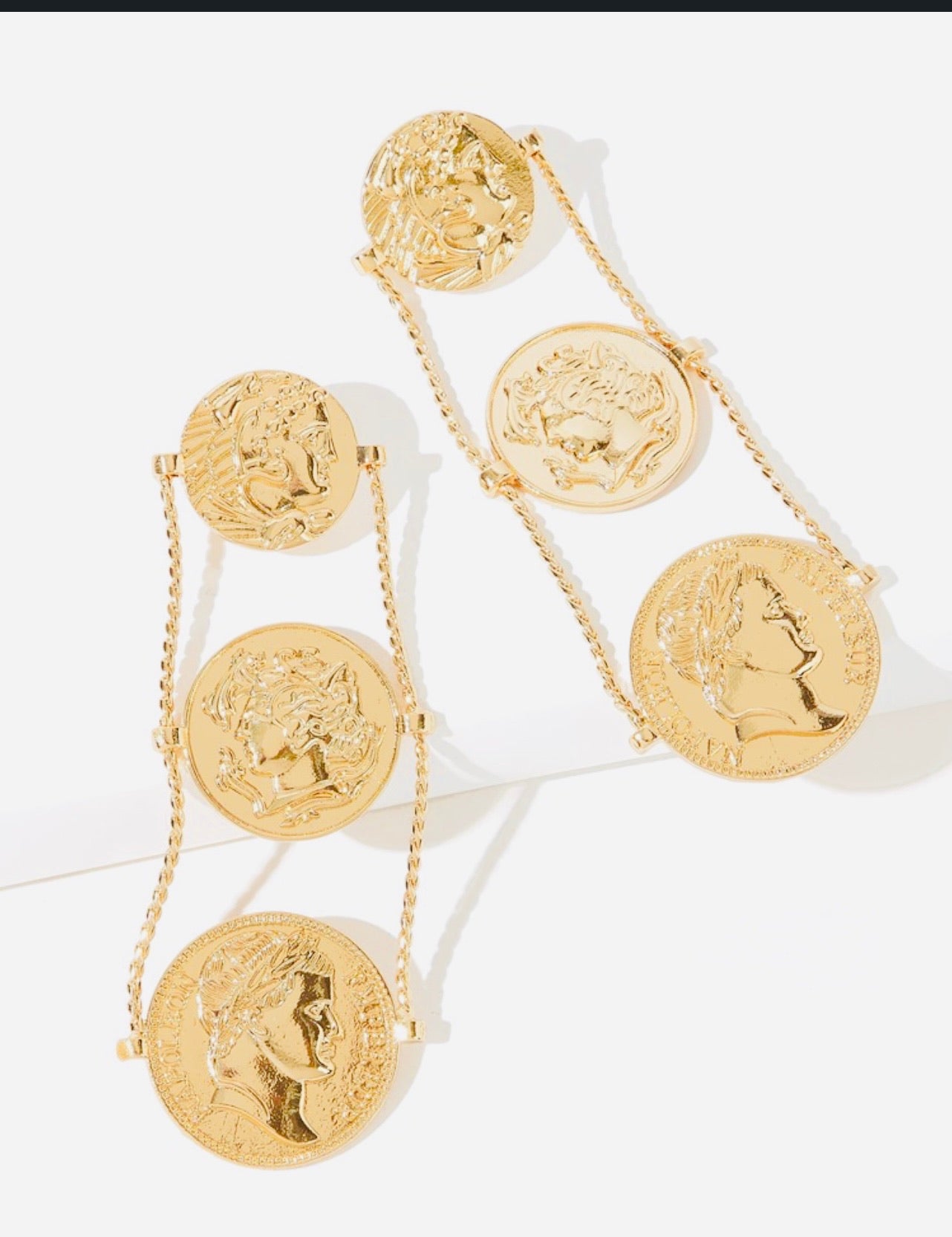 Triple Coin Dangle Earrings
