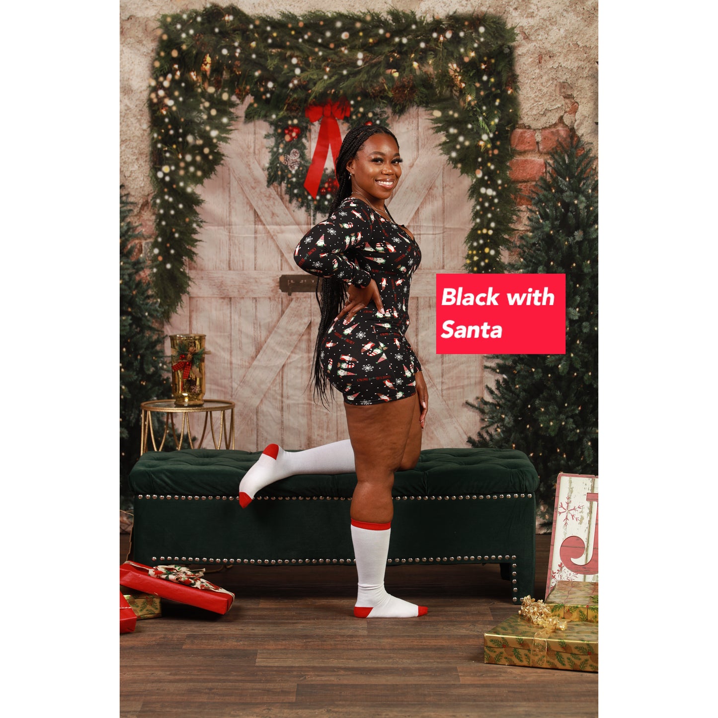 Christmas Short Pajamas Romper Onesie  with Socks (3 Styles)