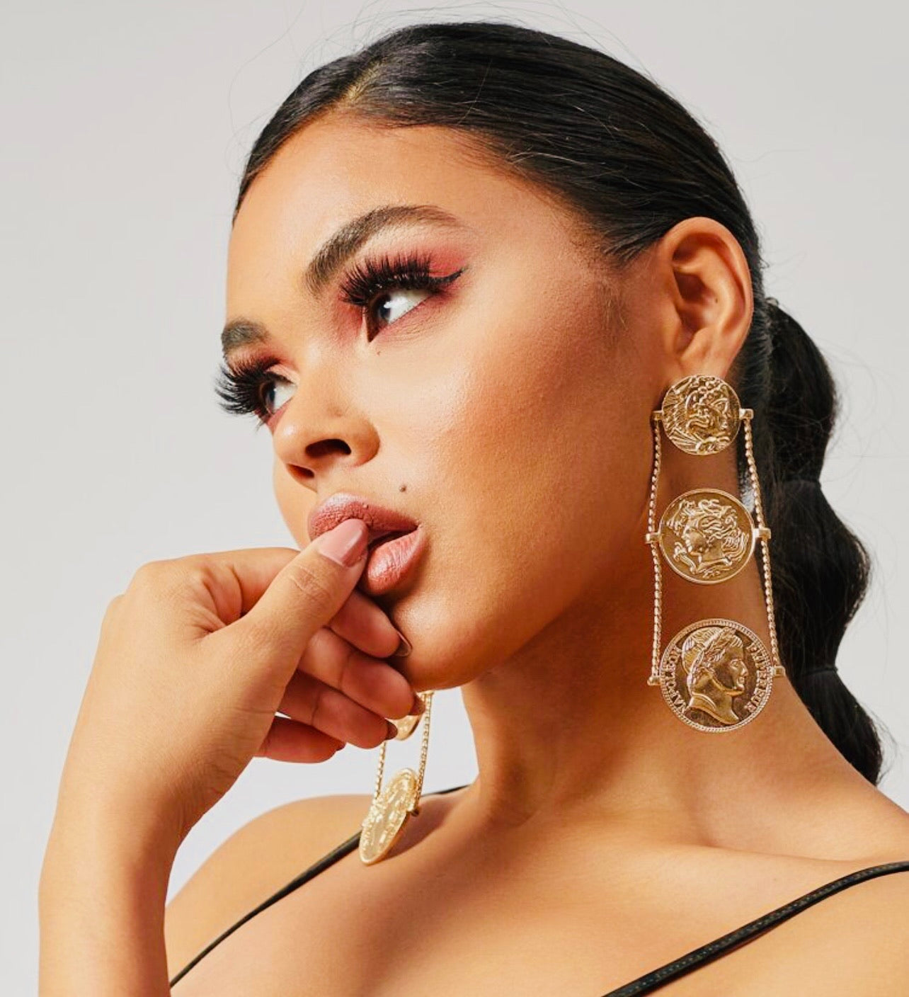 Triple Coin Dangle Earrings