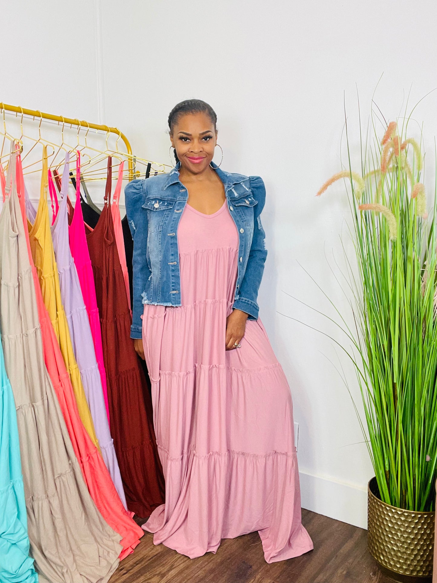 Pretty with Puff Denim Jacket (Up to size 3X)