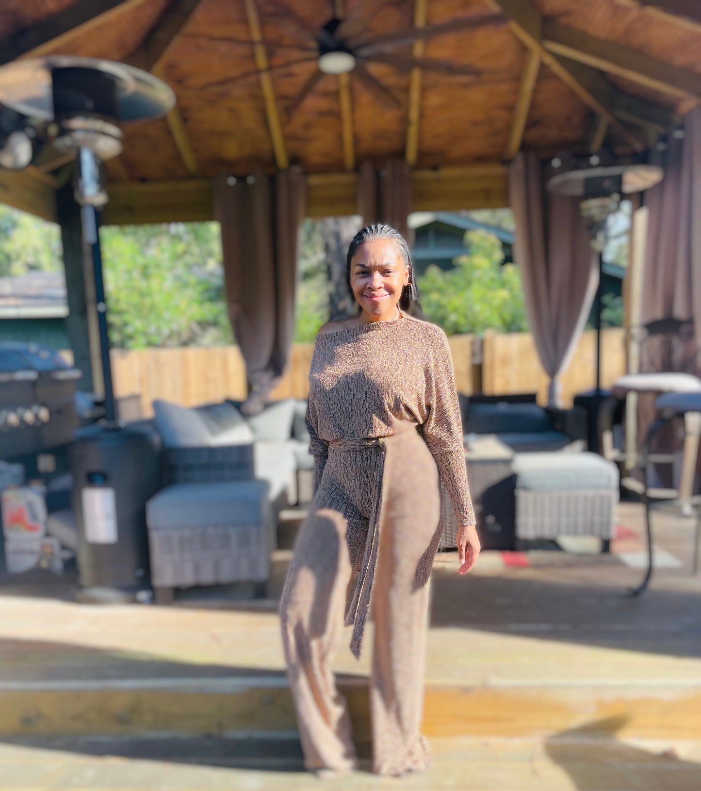 Pretty In Gold Shimmer Jumpsuit