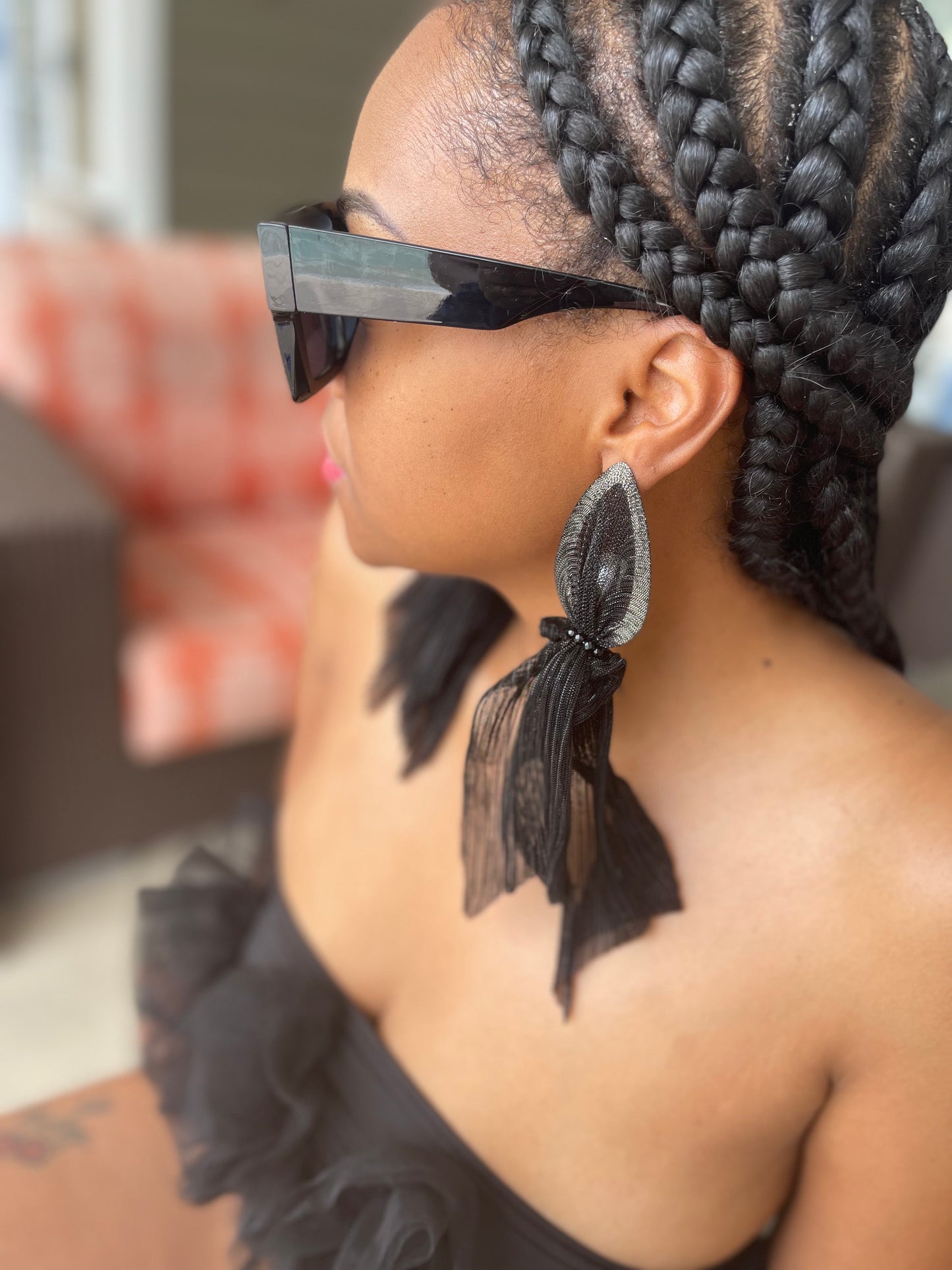 Black Drop Mesh Pretty Earrings