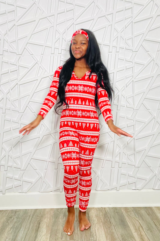 Kids  Christmas Red & White In the Gift Onesie