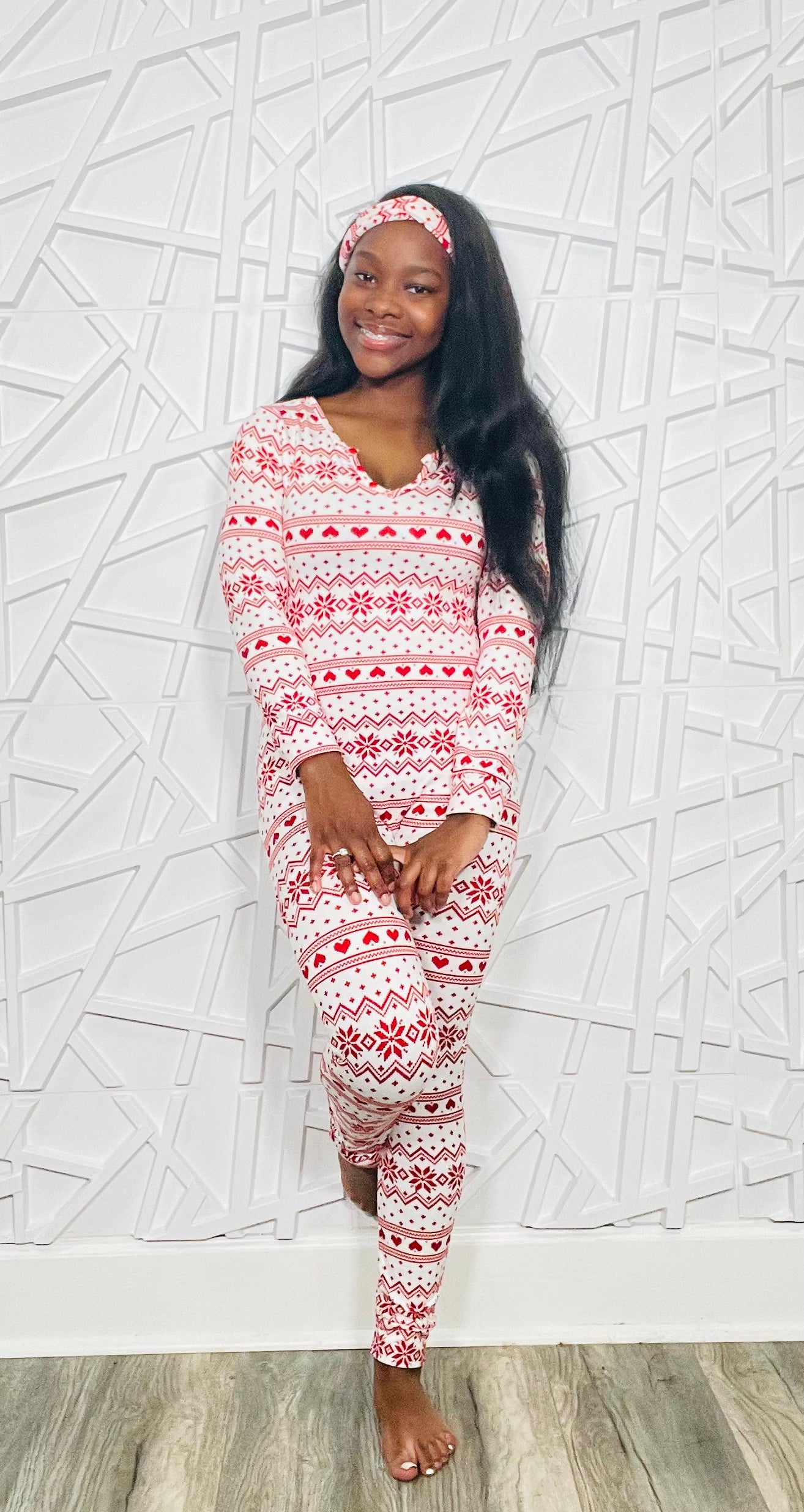 Kids Christmas Red & White Snowflake Onesie