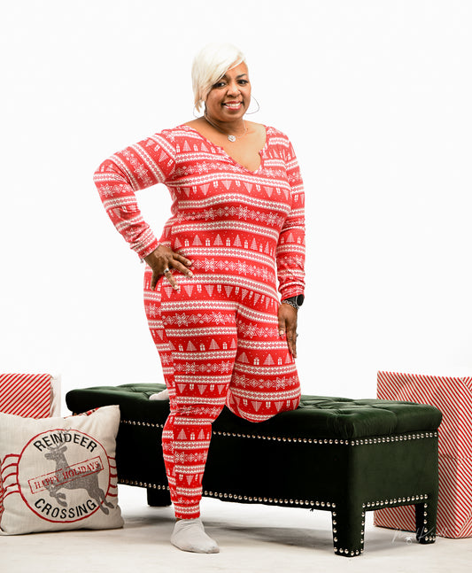 Curvy/Plus Red & White in the Gift Christmas Onesie