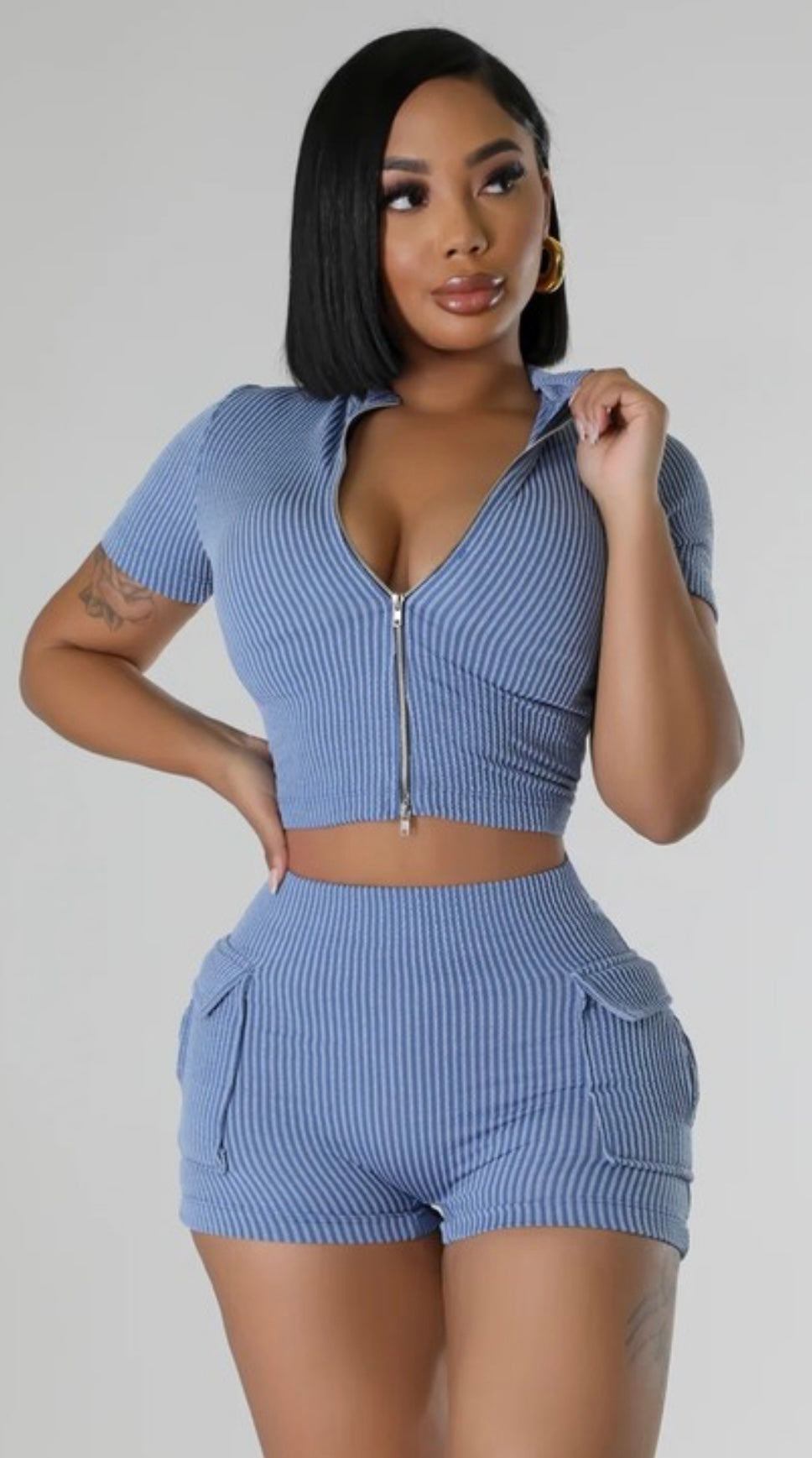 Denim Blue Textured Set