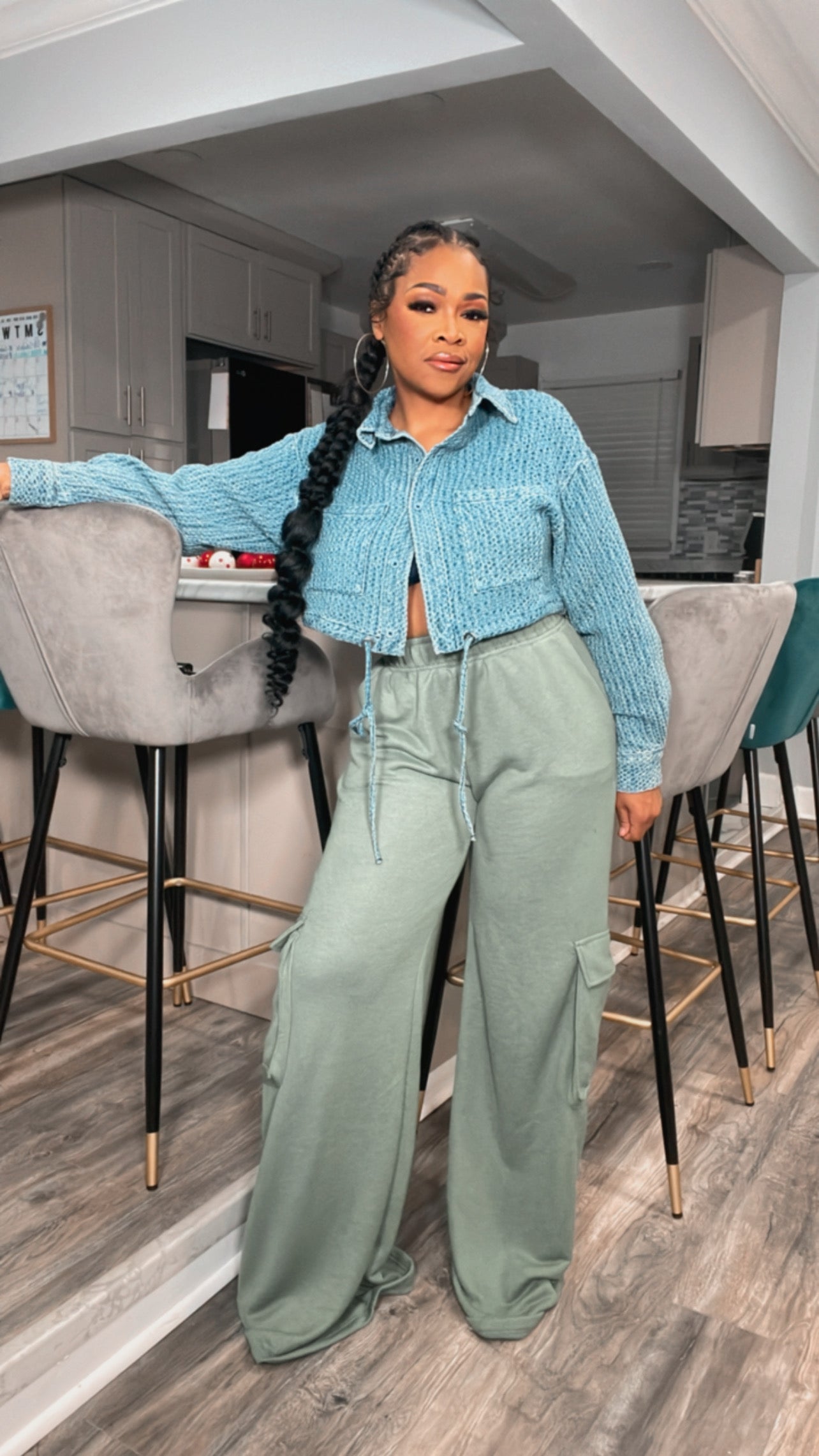 Pretty in the Green Sage Cargo Wide Leg Pants