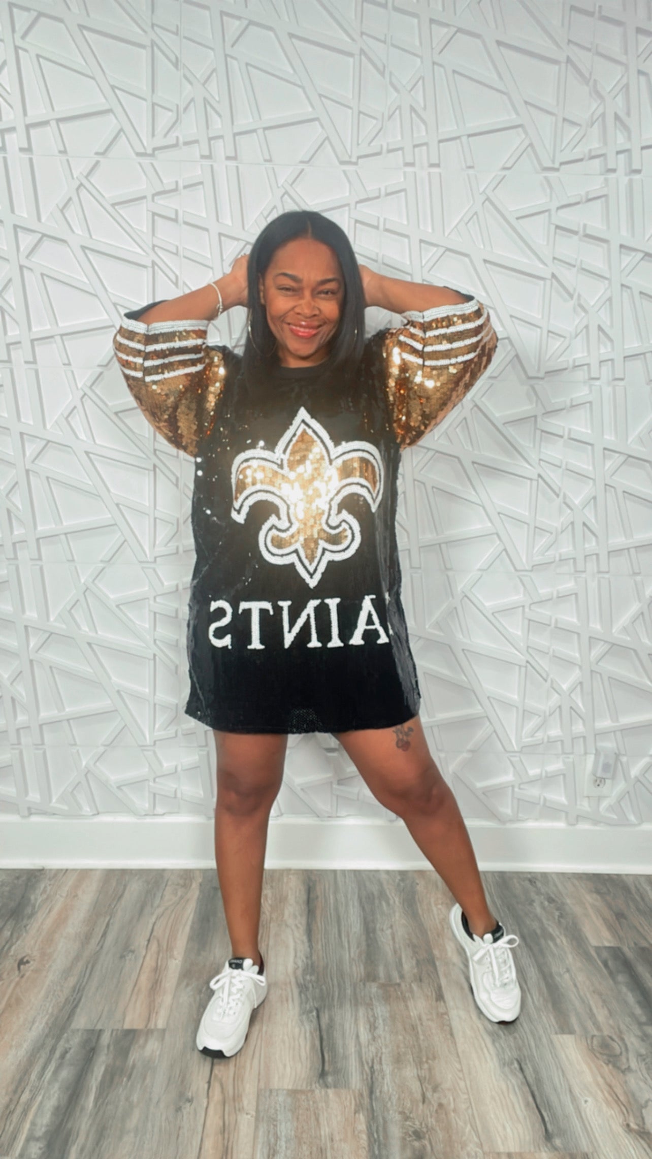 Who Dat T Shirt Sequin Dress (Black)