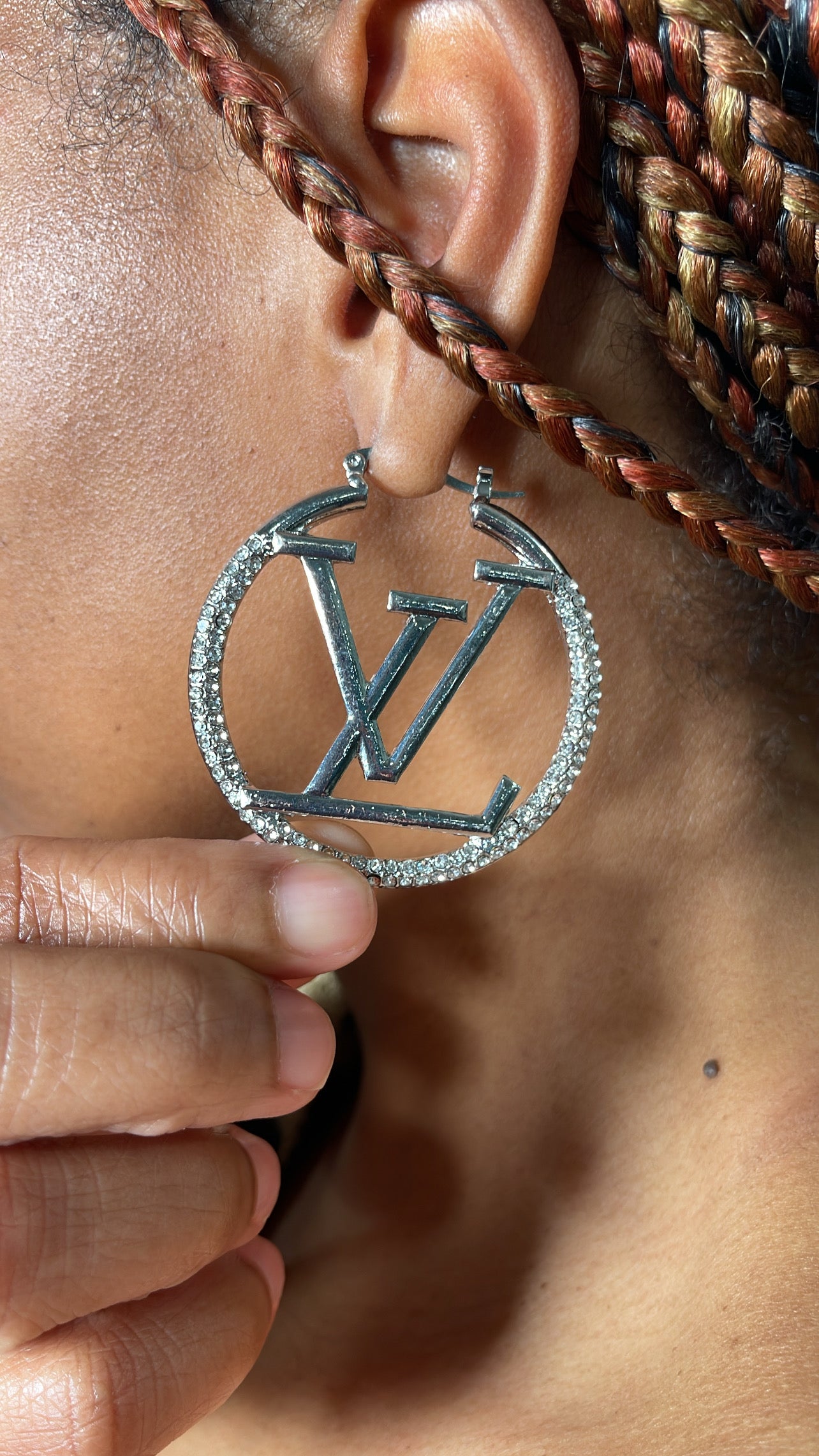 Designer Inspired Round Bling LV Earring