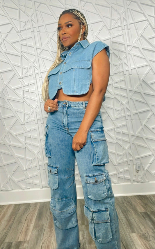 Pretty in the Pocket Denim Top