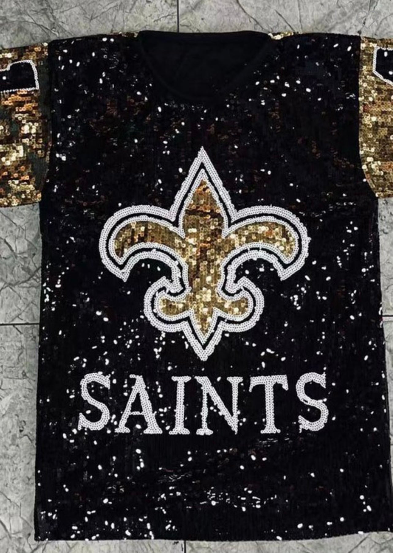 Who Dat T Shirt Sequin Dress (Black)