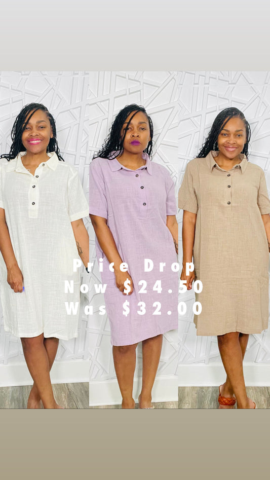 Pretty Breezy Shirt Dress with Pockets (up to XL) 3 Colors