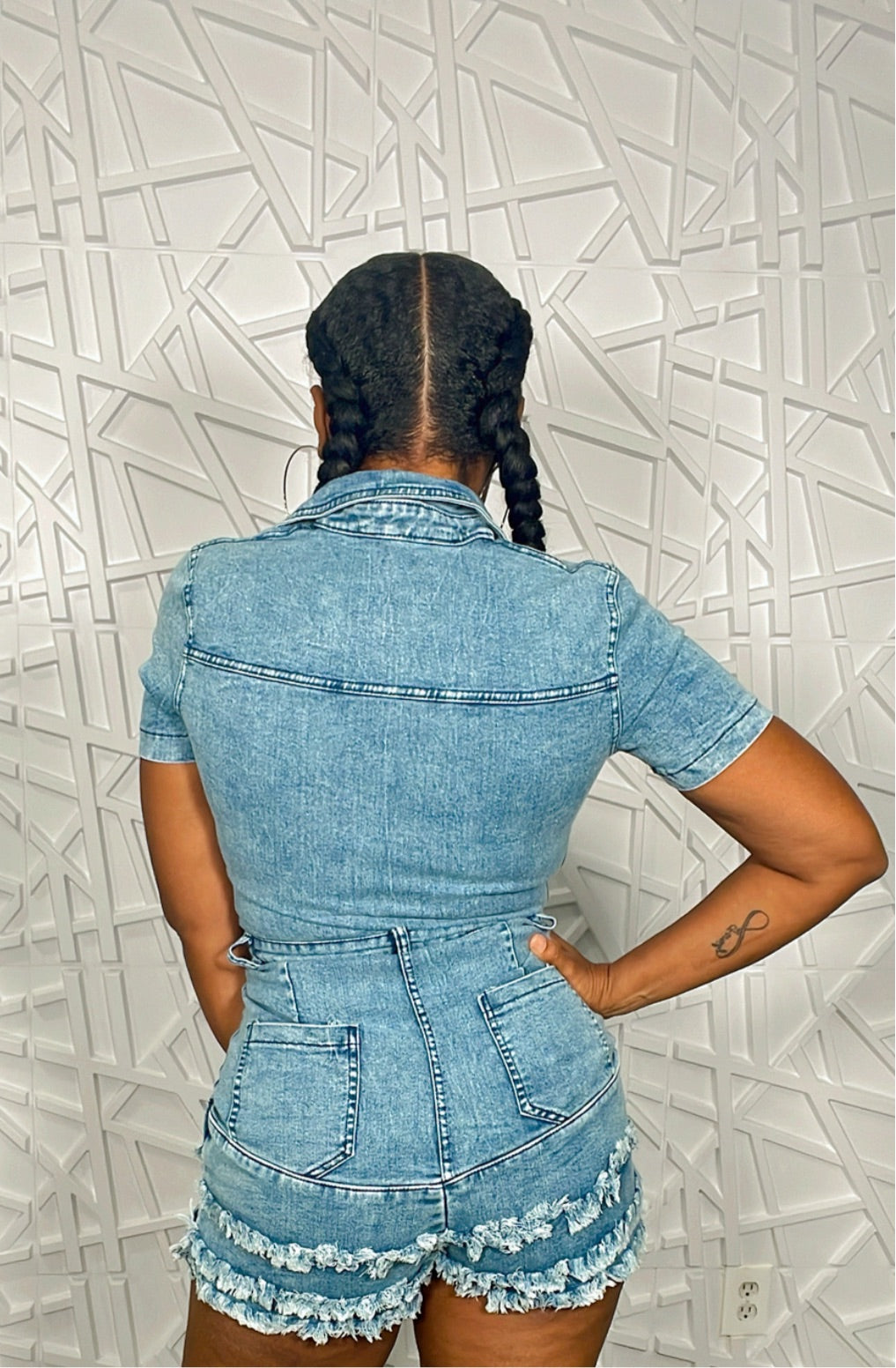 Putting on the Pretty Denim Romper