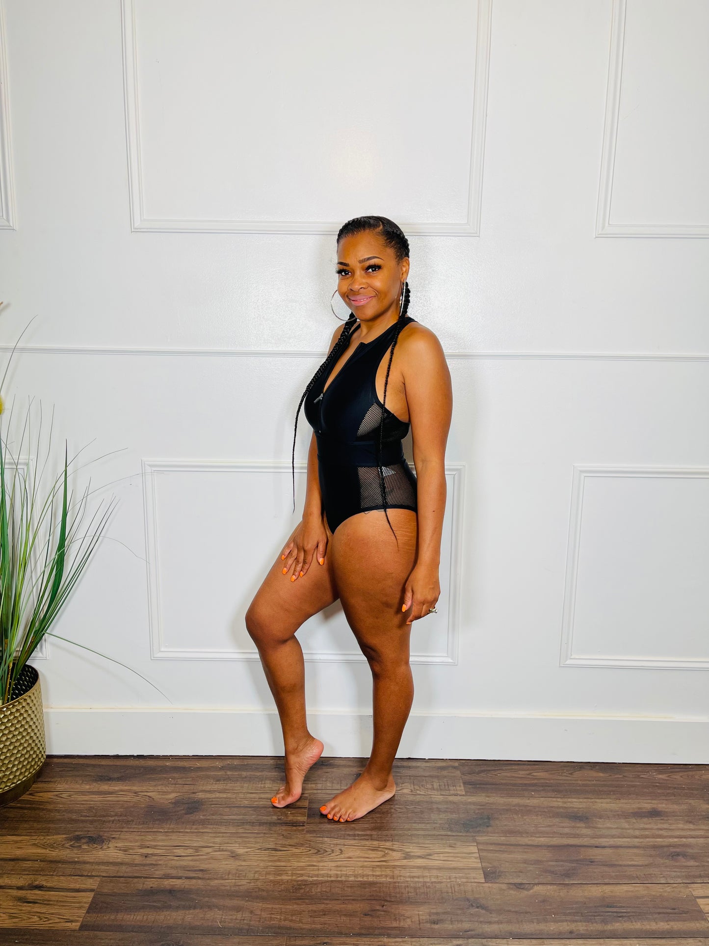Pretty Mesh Side One Piece Swimsuit