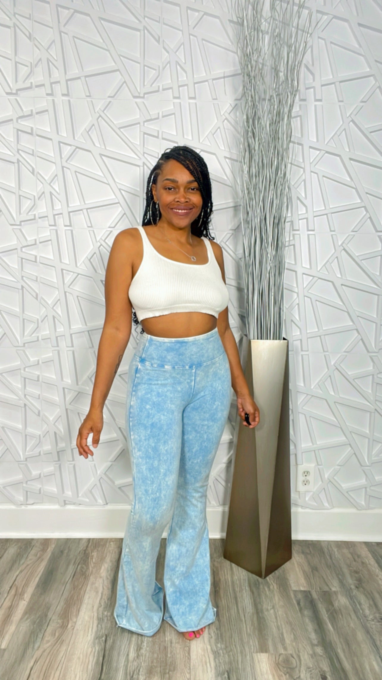 Deep in Pretty Acid Wash Flare Pants  (up to XL)