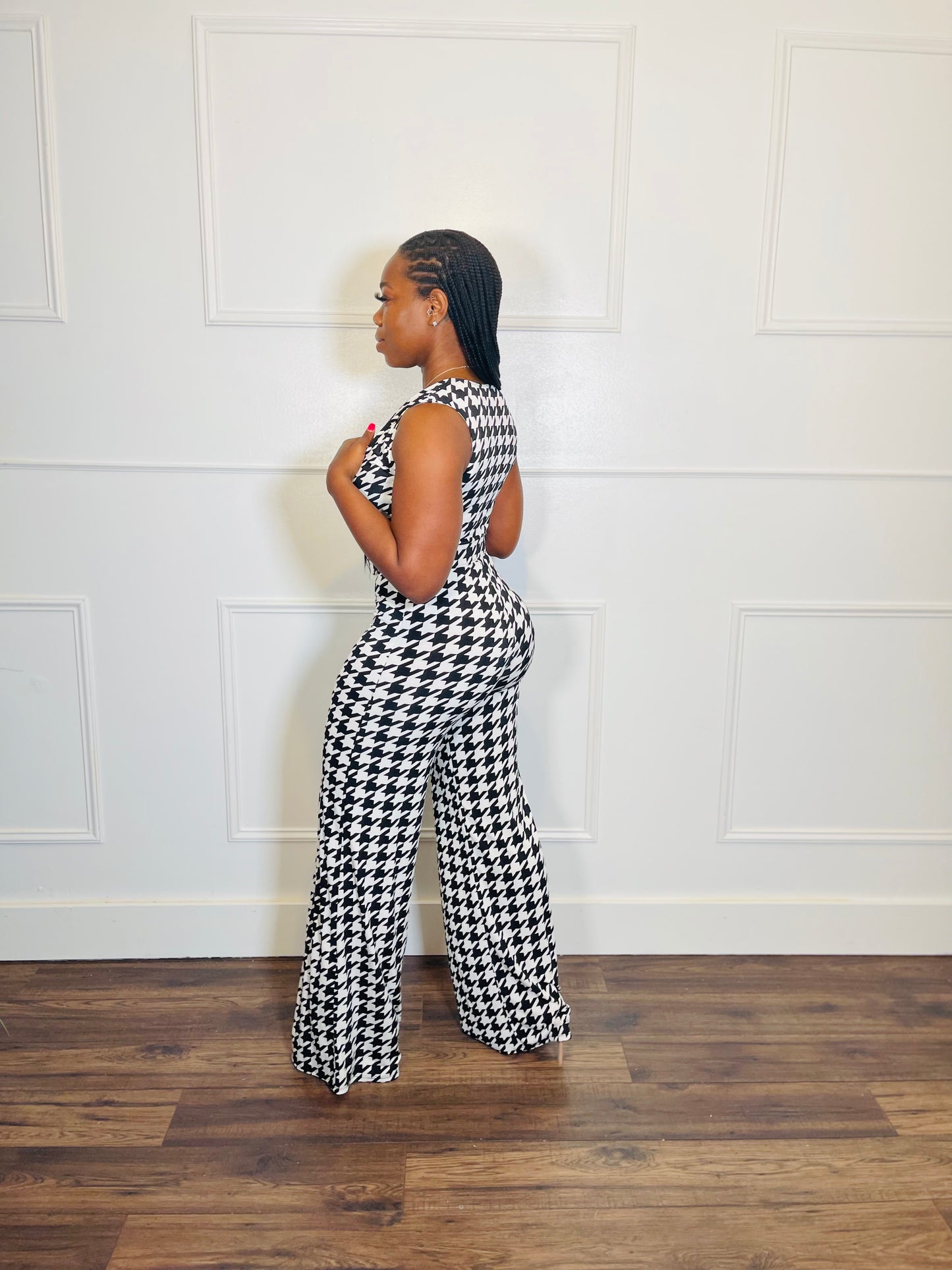 Pretty in Houndstooth Jumpsuit(up to XL)