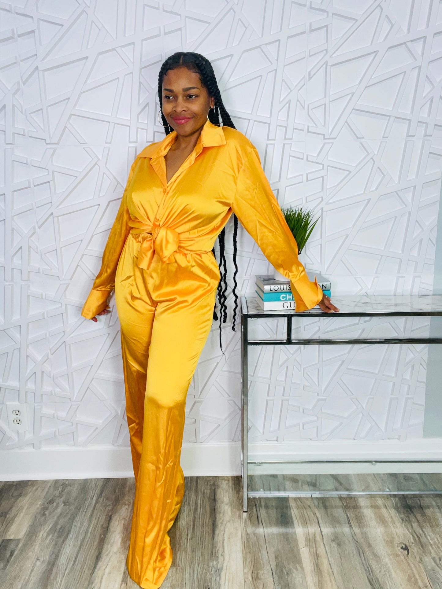 Pretty in Paradise  Satin Orange 2 Piece Set (up to XL)