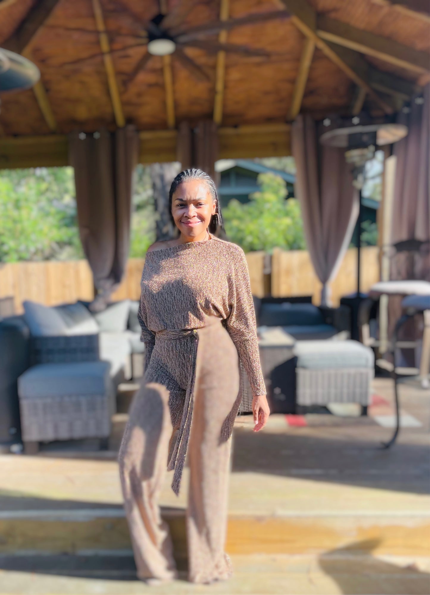 Pretty In Gold Shimmer Jumpsuit
