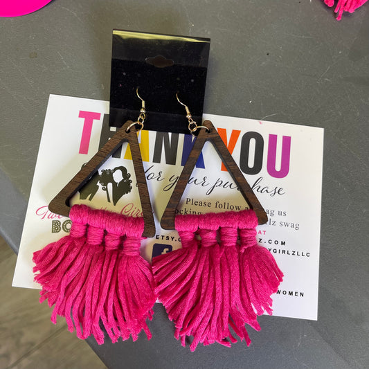Pink  in Pretty Geometric Tassel
