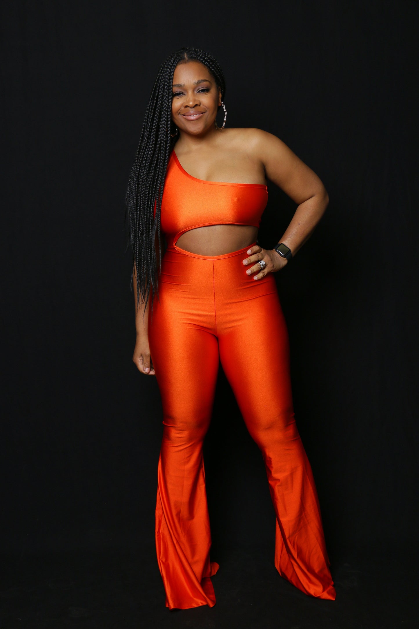 JLo Orange Flare Jumpsuit