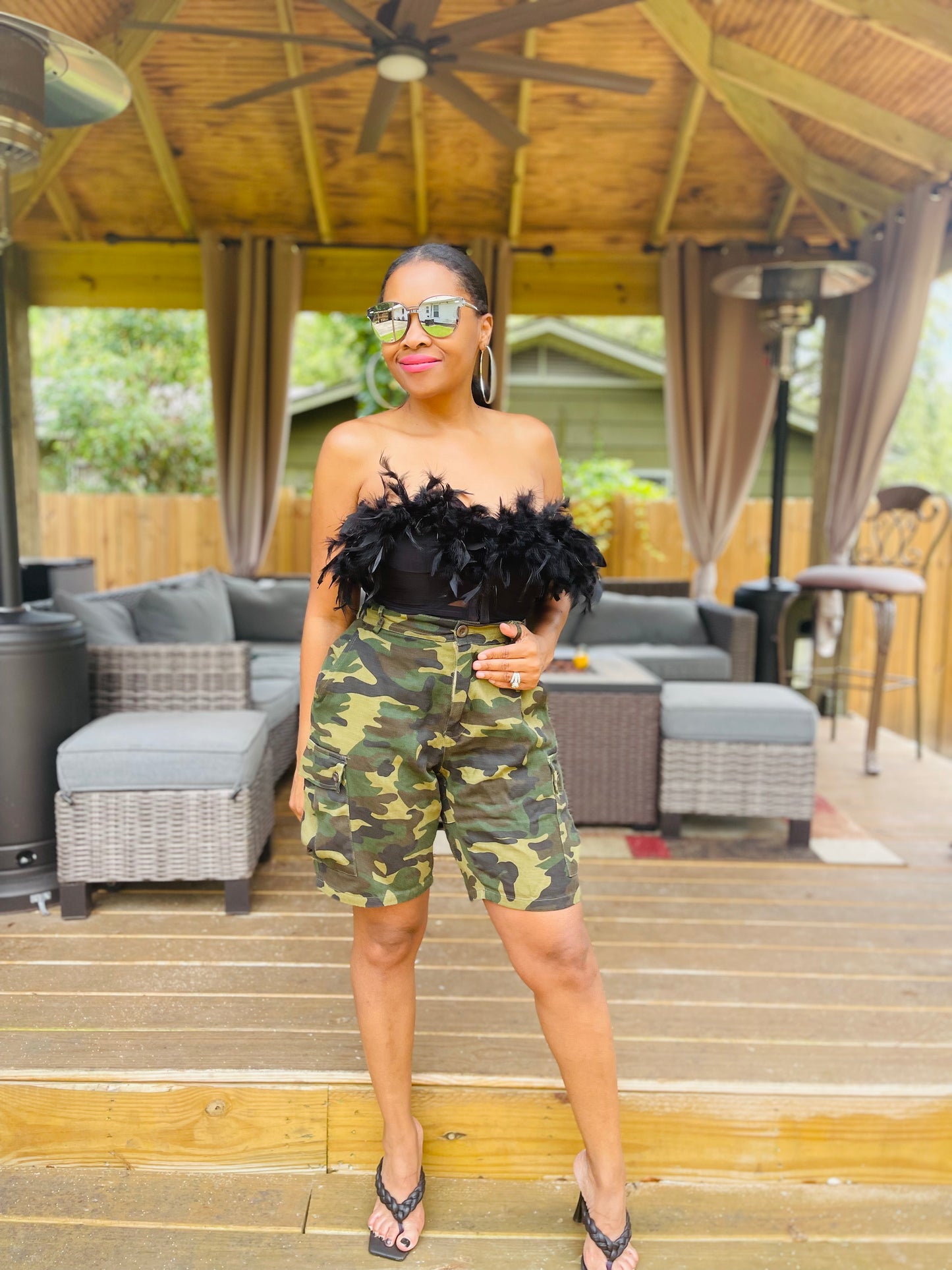 Pretty in Army Fatigue Cargo Shorts Two Pretty Girlz