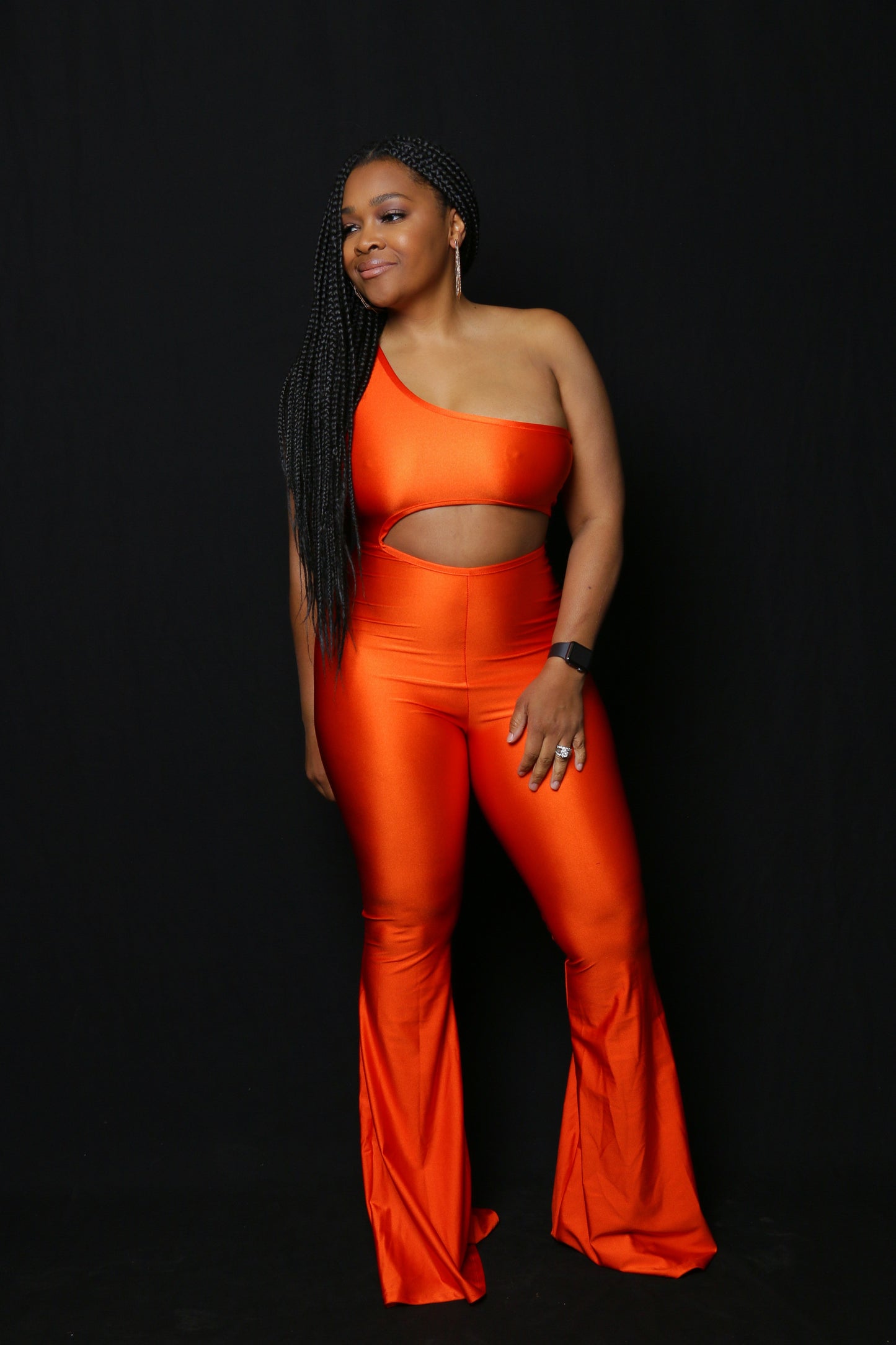 JLo Orange Flare Jumpsuit