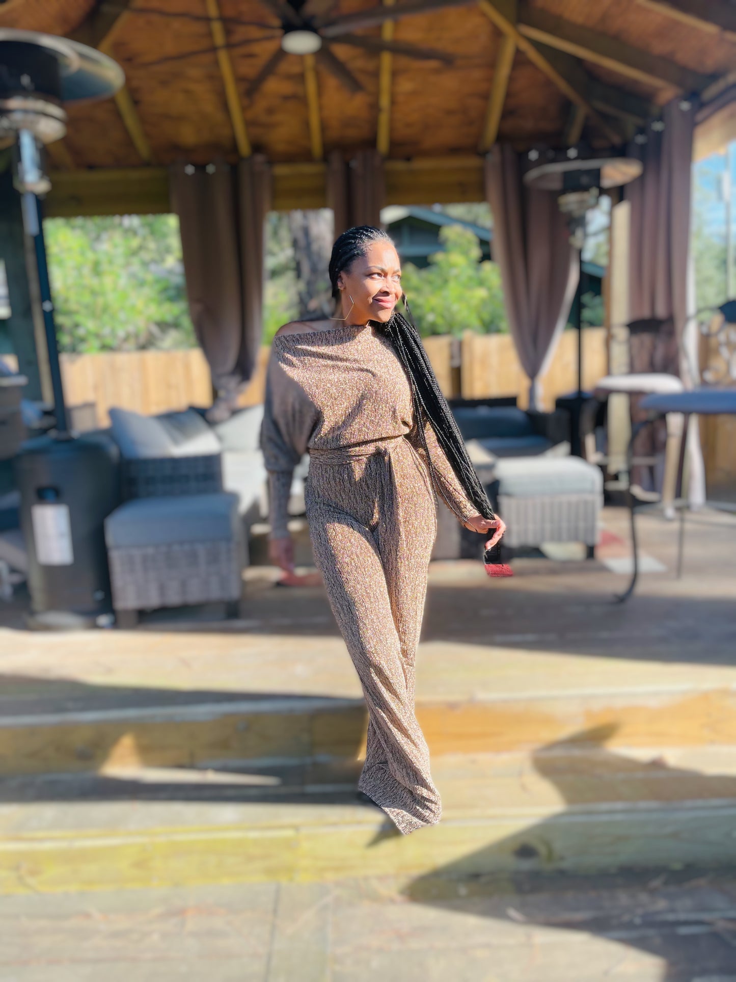 Pretty In Gold Shimmer Jumpsuit