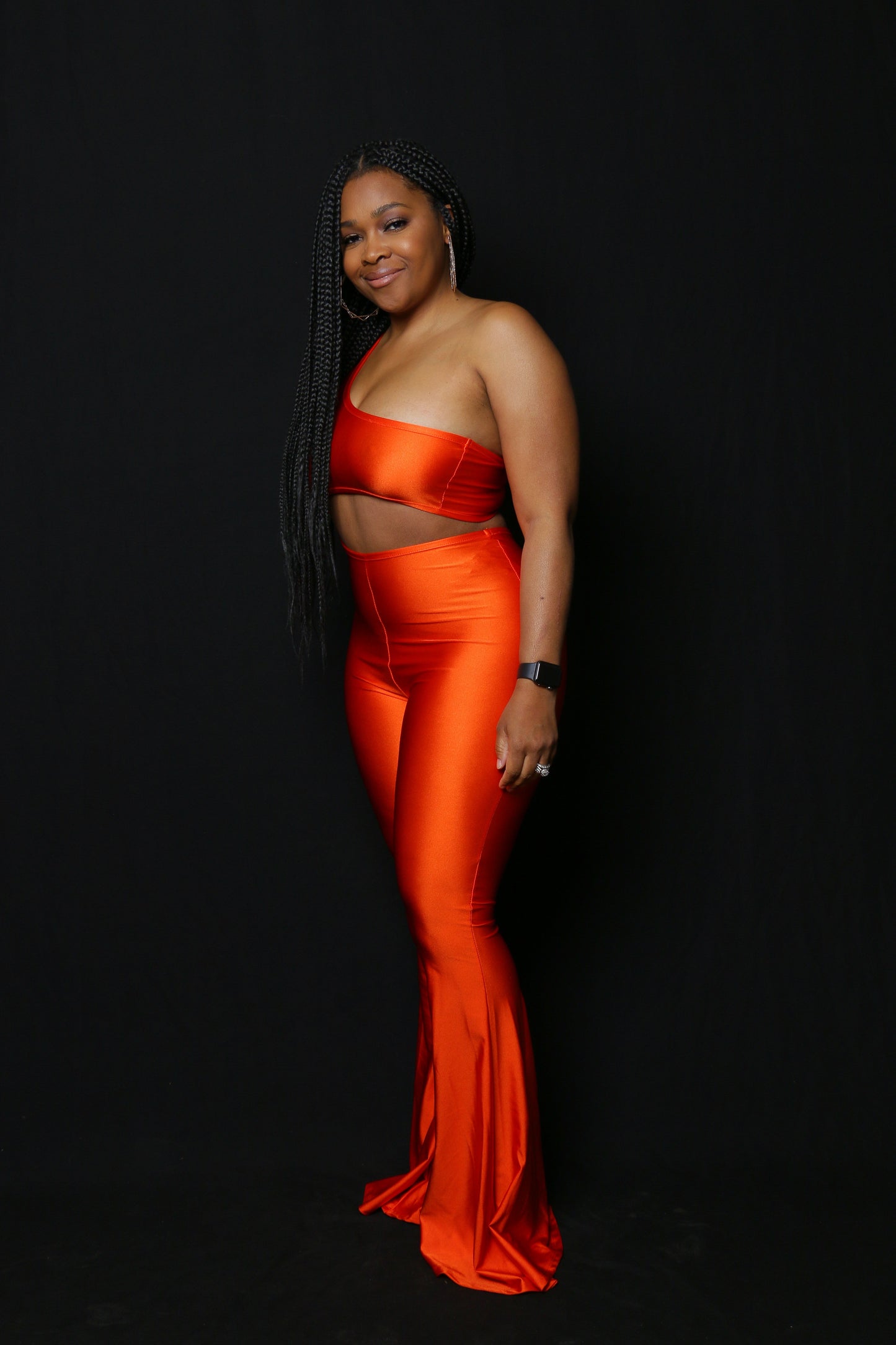 JLo Orange Flare Jumpsuit