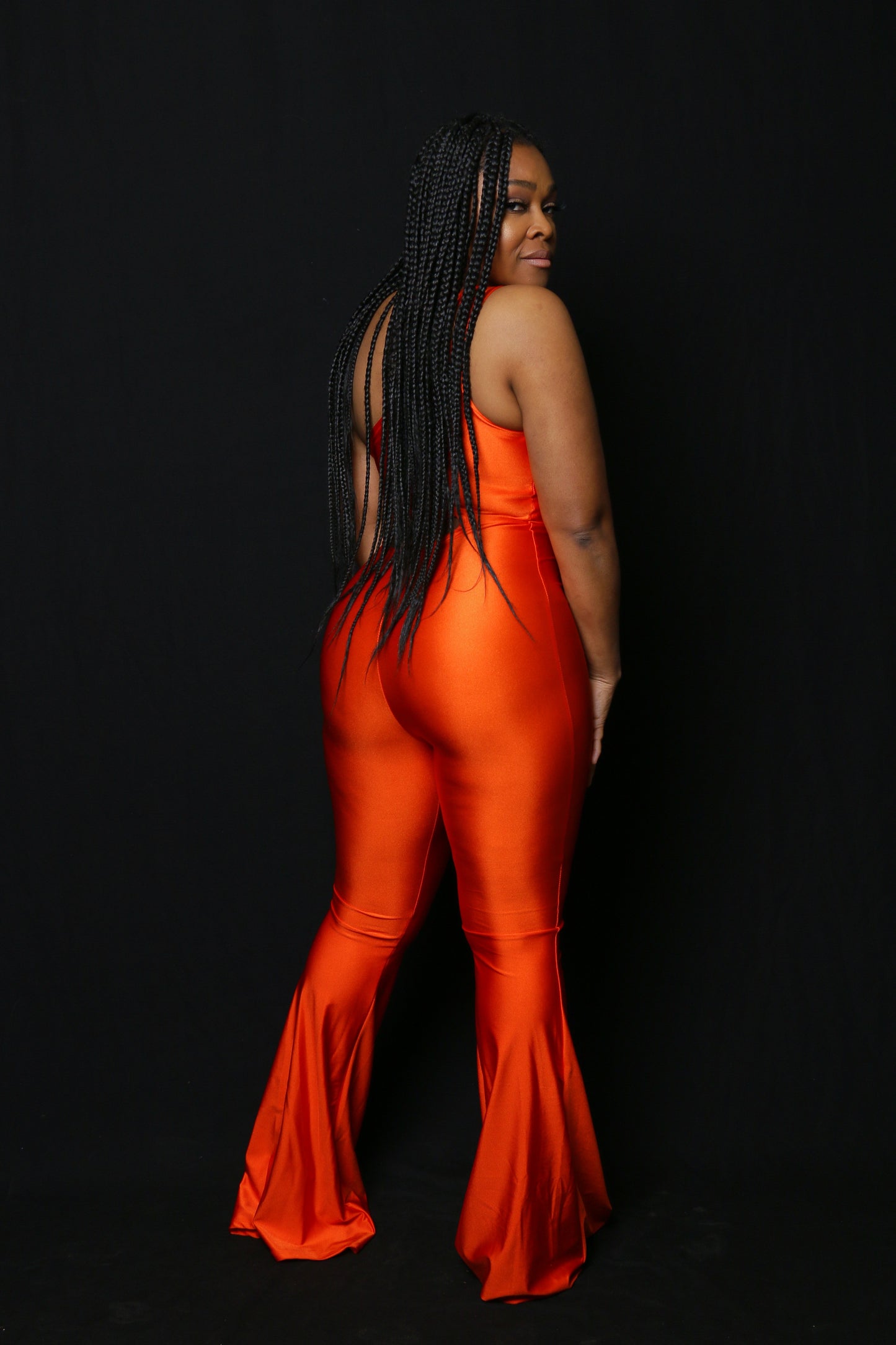 JLo Orange Flare Jumpsuit
