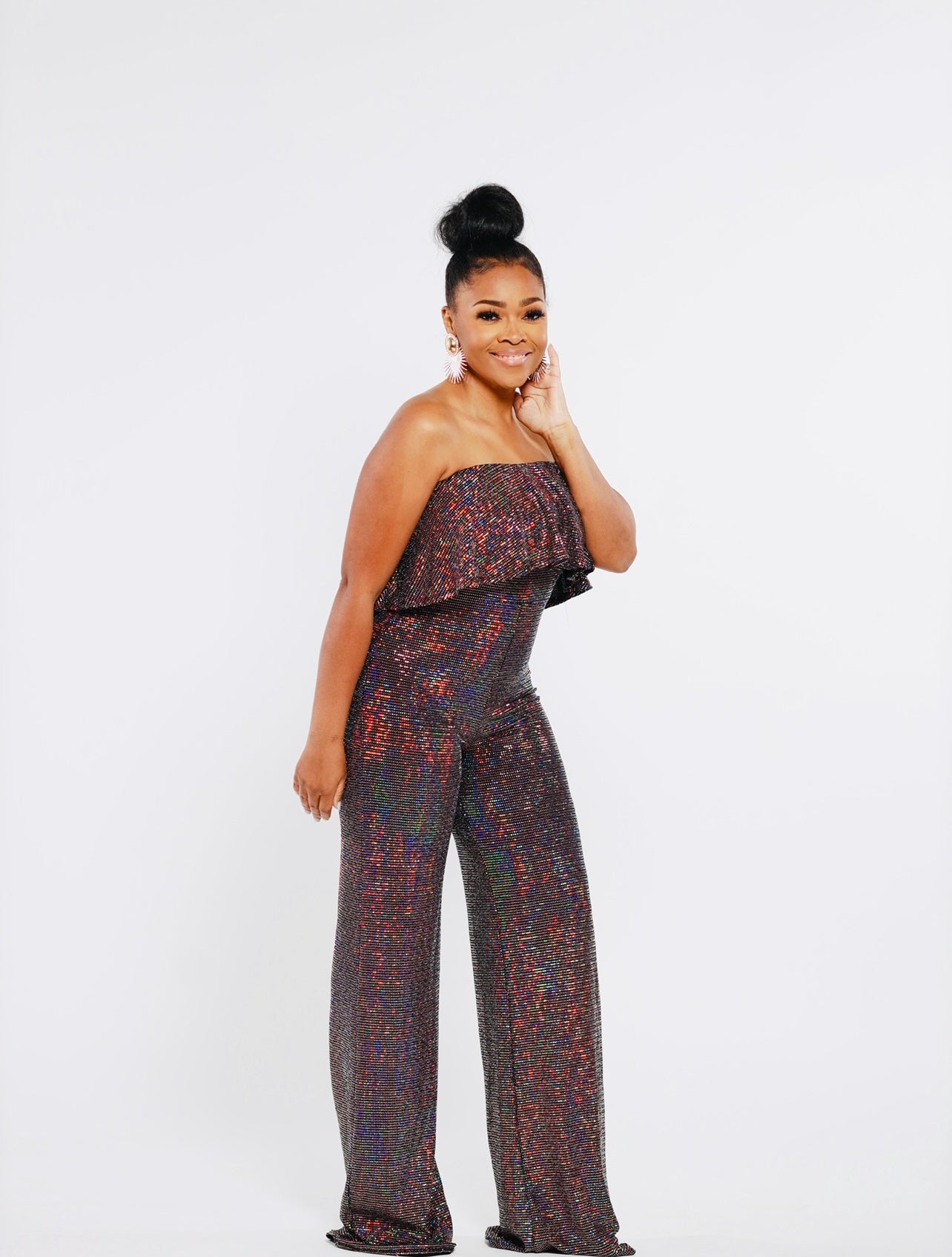 Magenta Pretty Sequin Jumpsuit (up to 3X)