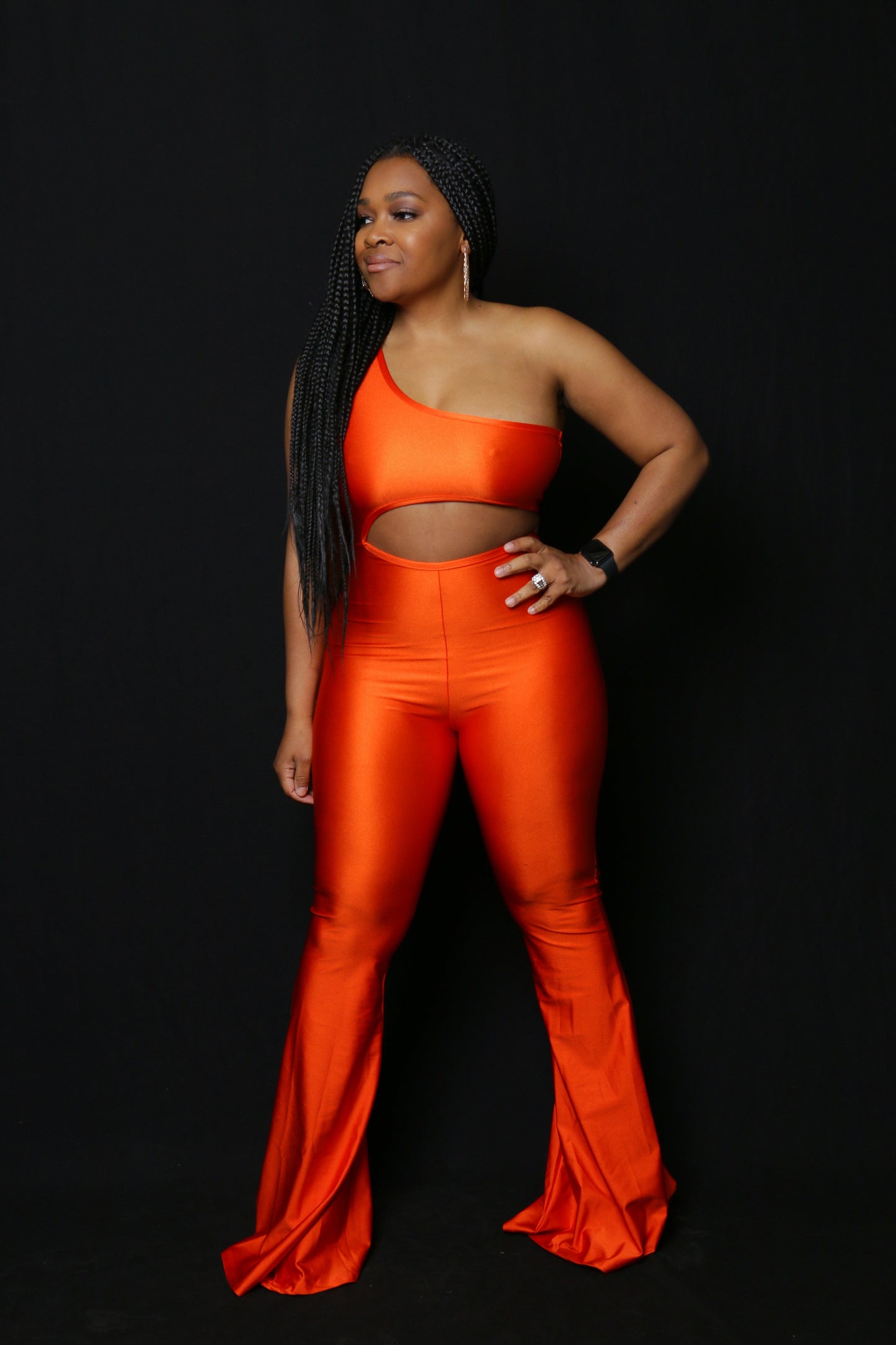 JLo Orange Flare Jumpsuit