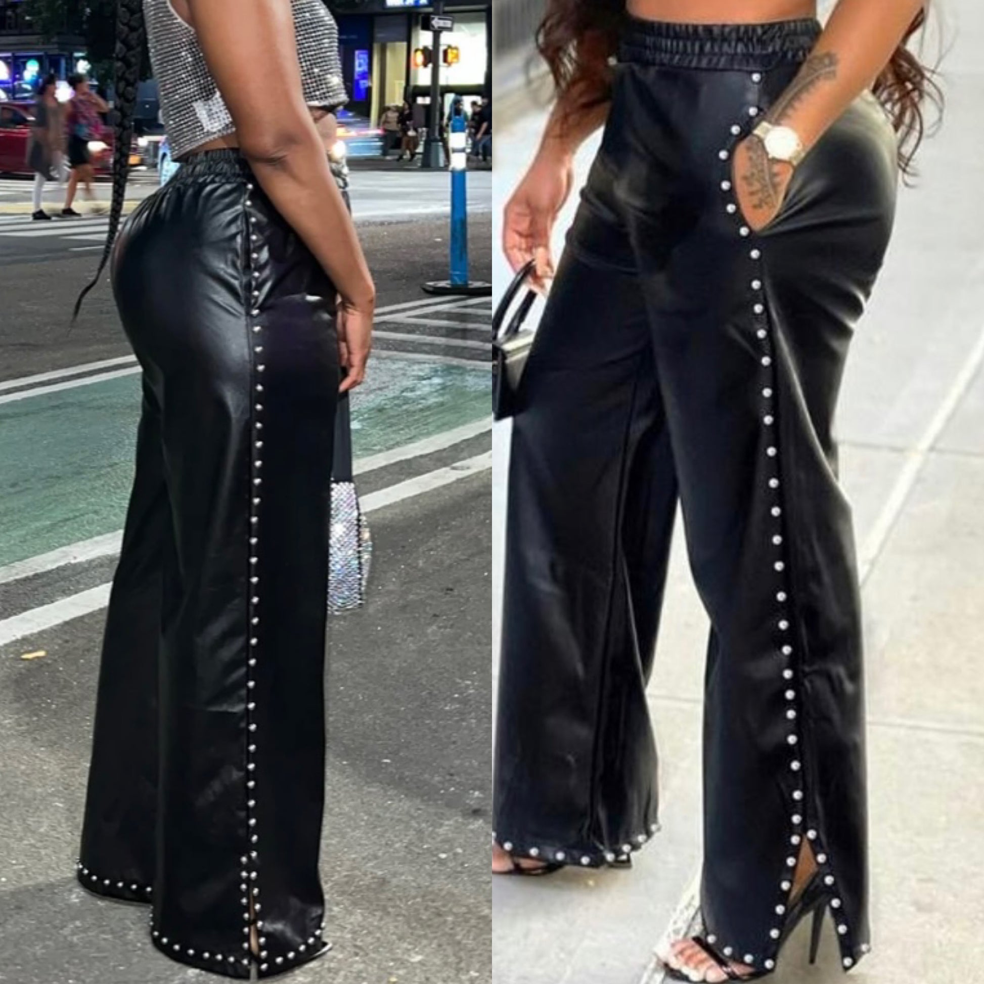 Studded & Pretty Faux Leather Pants – Two Pretty Girlz