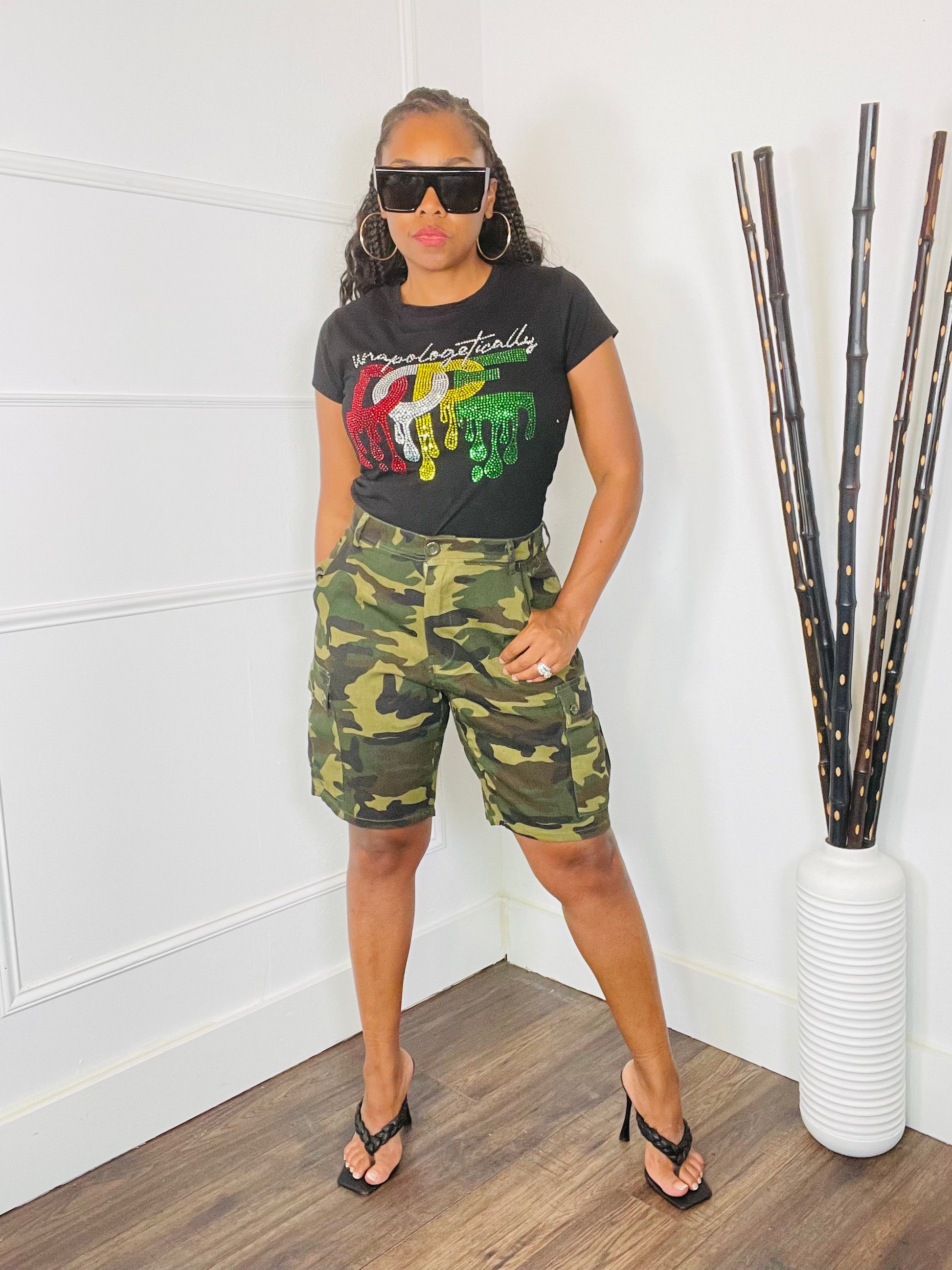 Army fatigue shorts for top womens