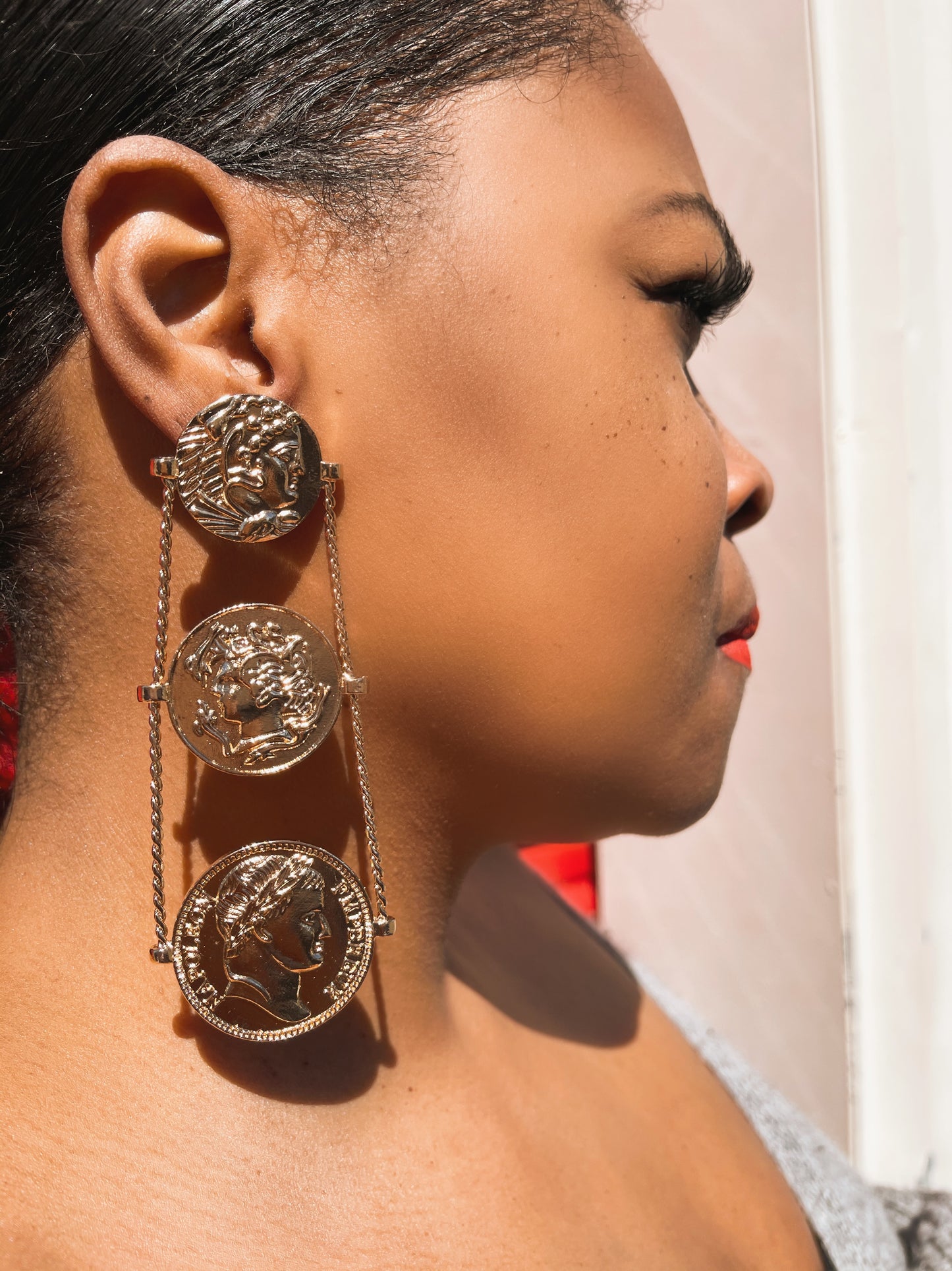 Triple Coin Dangle Earrings