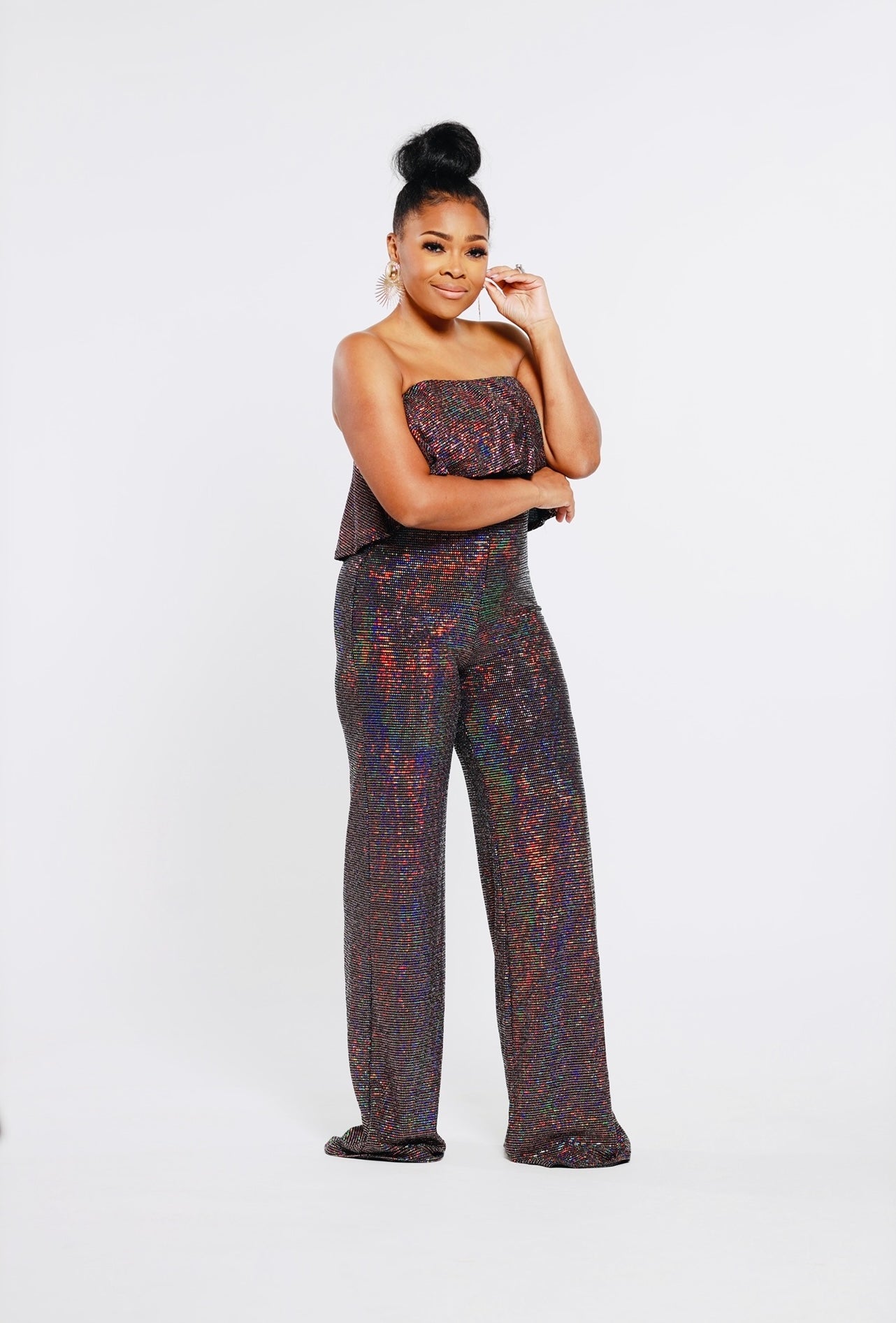 Magenta Pretty Sequin Jumpsuit (up to 3X)