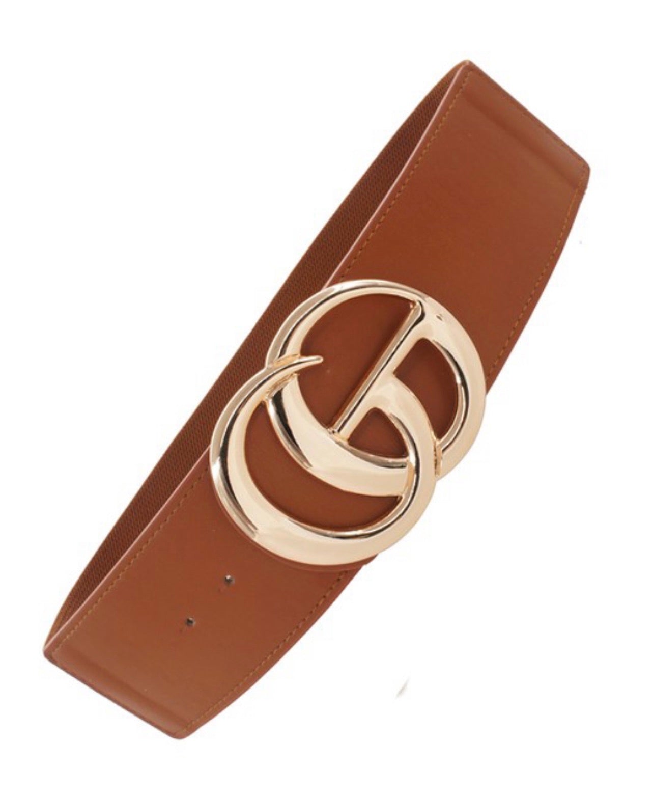 Big Double letter Ring Buckle Elastic Belt (2 colors)
